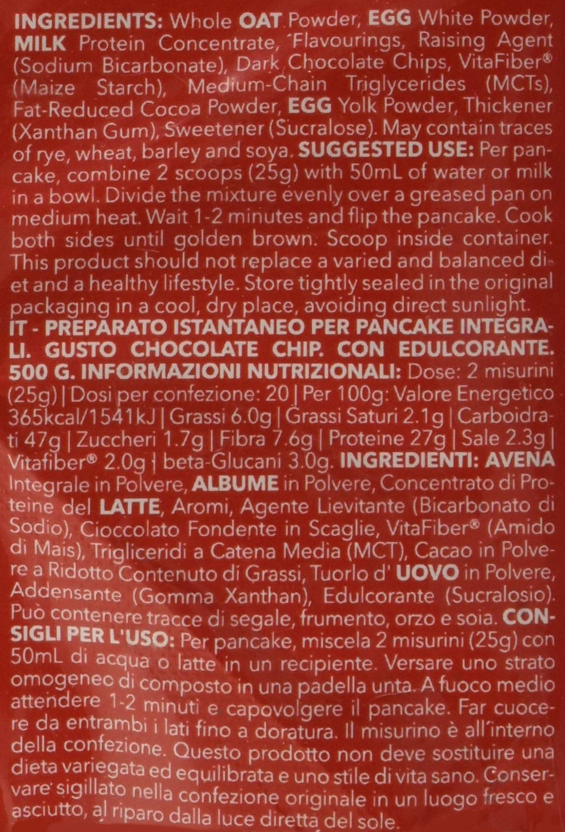 Prozis Pancake, Gocce di Cioccolato, 500 g