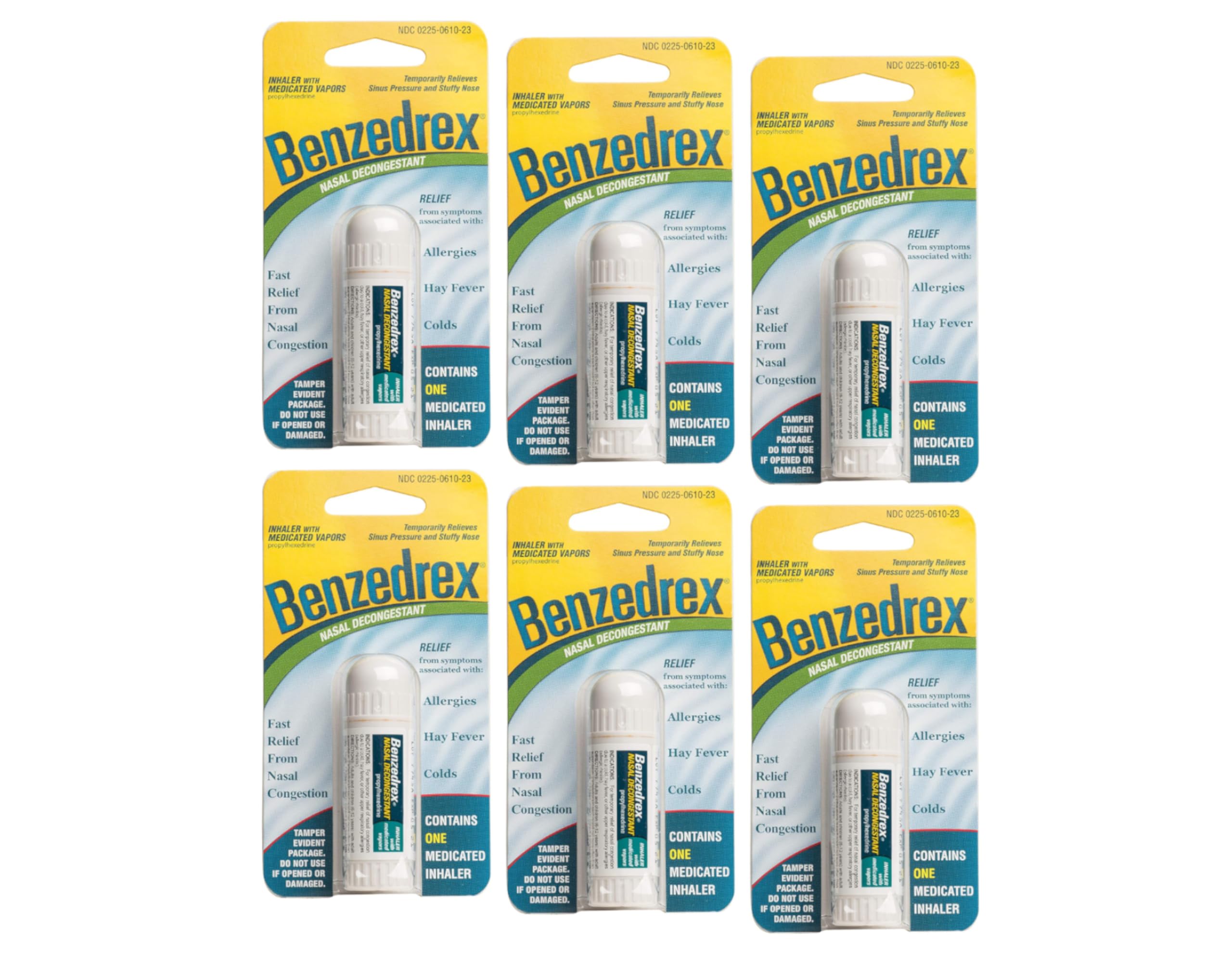 Benzedrex Inhaler Propylhexedrine Nasal Decongestant - 1 Count (Pack of 6)