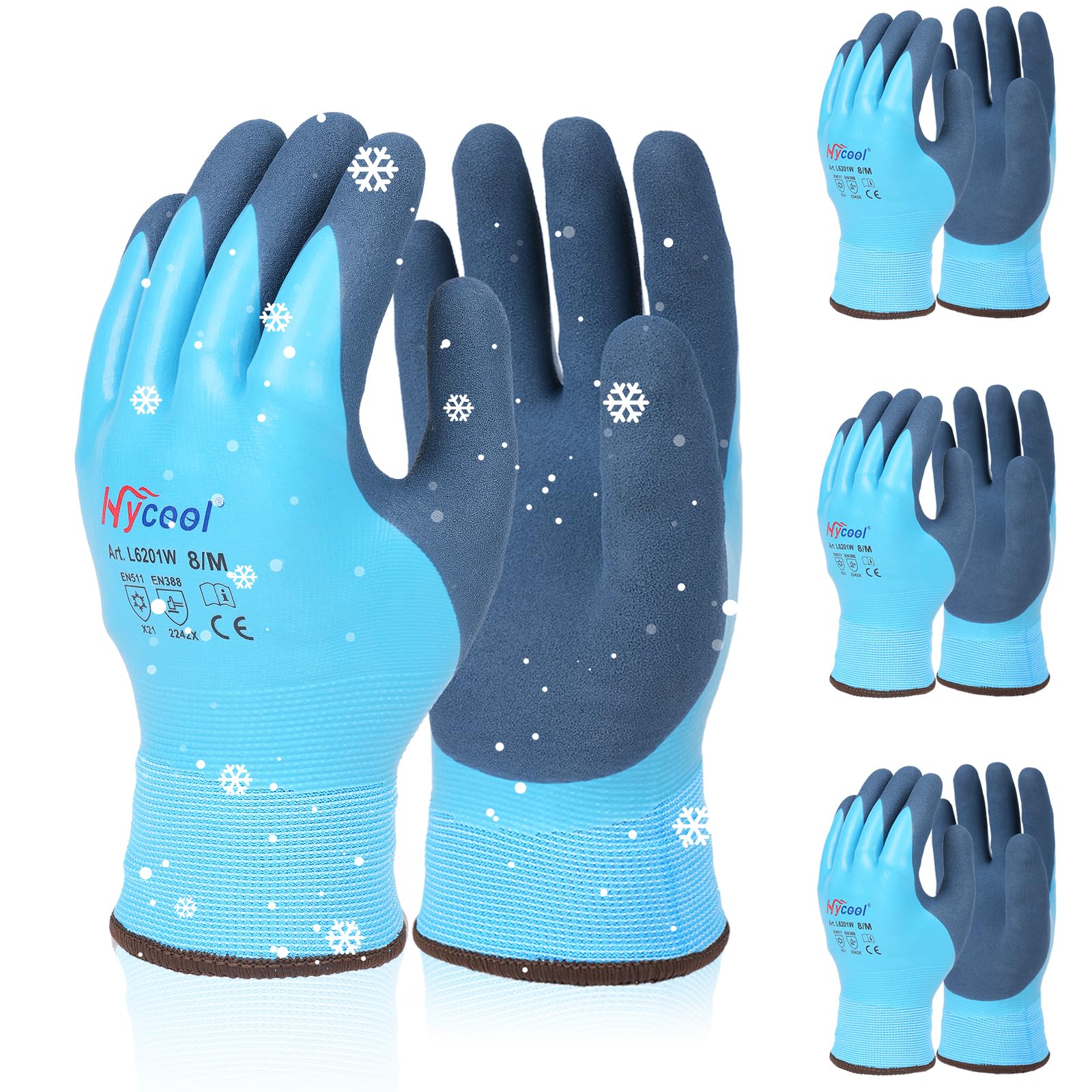 DS Safety Waterproof Work Gloves for Men and Women, Hycool Thermal Insulated Freezer Rubber Coated Gloves,Super Grip L6201