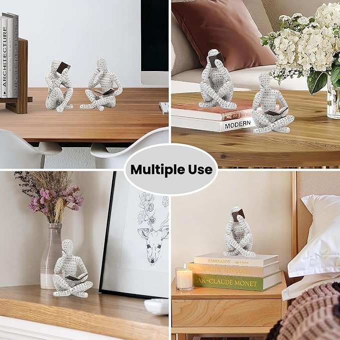 Estatuas decorativas de resina para libros, juego de 2 miniatura 9