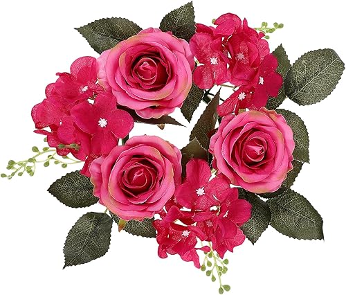 Anillos de vela de flores, anillos de vela de rosas, decoración floral artificial, centros de mesa, decoración de rosas, anillos, coronas para el