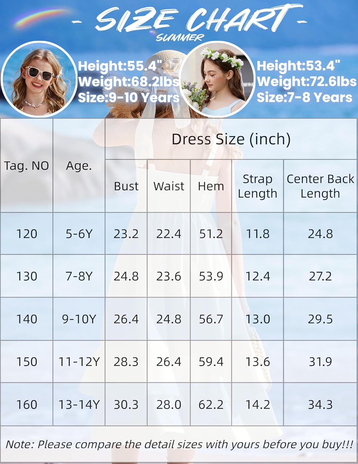Arshiner Girls Cami Summer Dress Casual Sleeveless Sundress with Pockets for 5-14 Y - Image 6