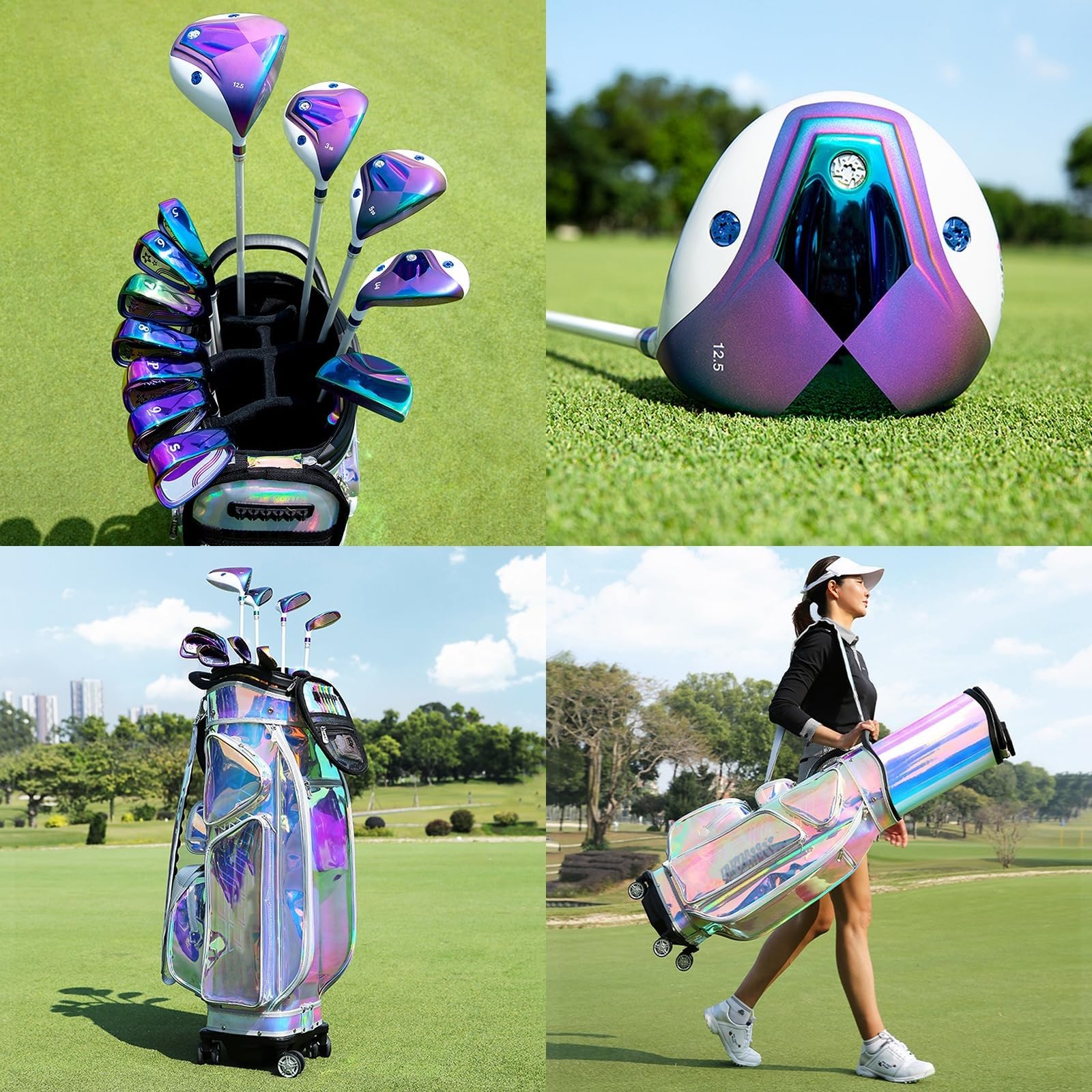 Juego De Golf De 12 Piezas For Mujer, Juego Completo De Palos De Golf For Diestros, con Bolsa Y Bolsa De Soporte.