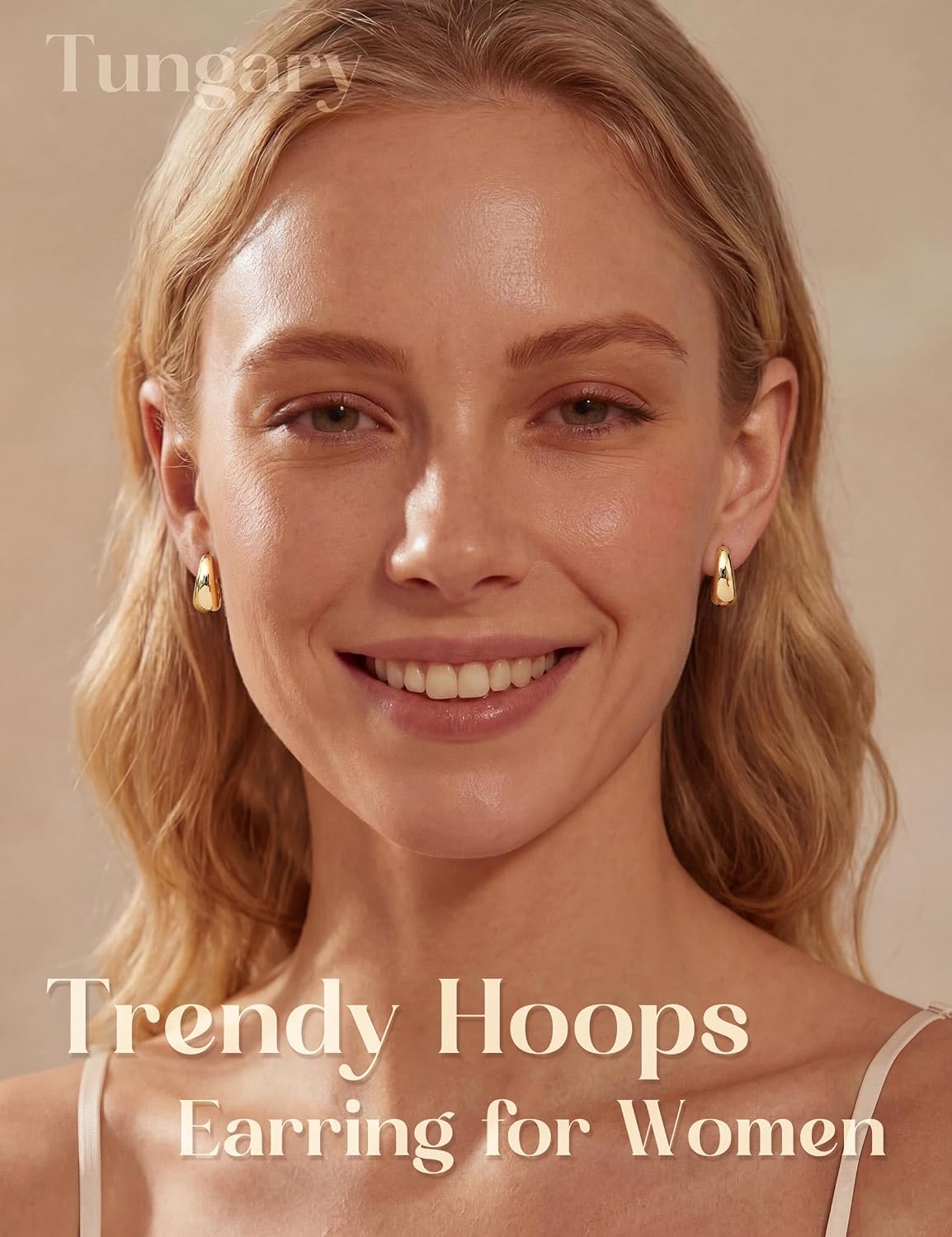 Tungary Small 14K Gold Plated Huggie Hoop Earrings for Women Hypoallergenic Lightweight Chunky Earrings for Sensitive Ears Non Tarnish Thick Hoops Earring Stacks for Multiple Piercing Jewelry 6Pairs