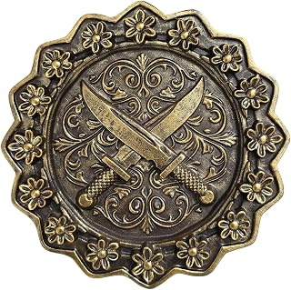 Vintage Antique Crossed Daggers Wall Decor, Resin Carved Wall Art Sculpture | Carved Wall Relief Decor With Floral and Crossed Daggers Pattern, Medieval Rustic Wall Accent for Living Room Bedroom Gallery