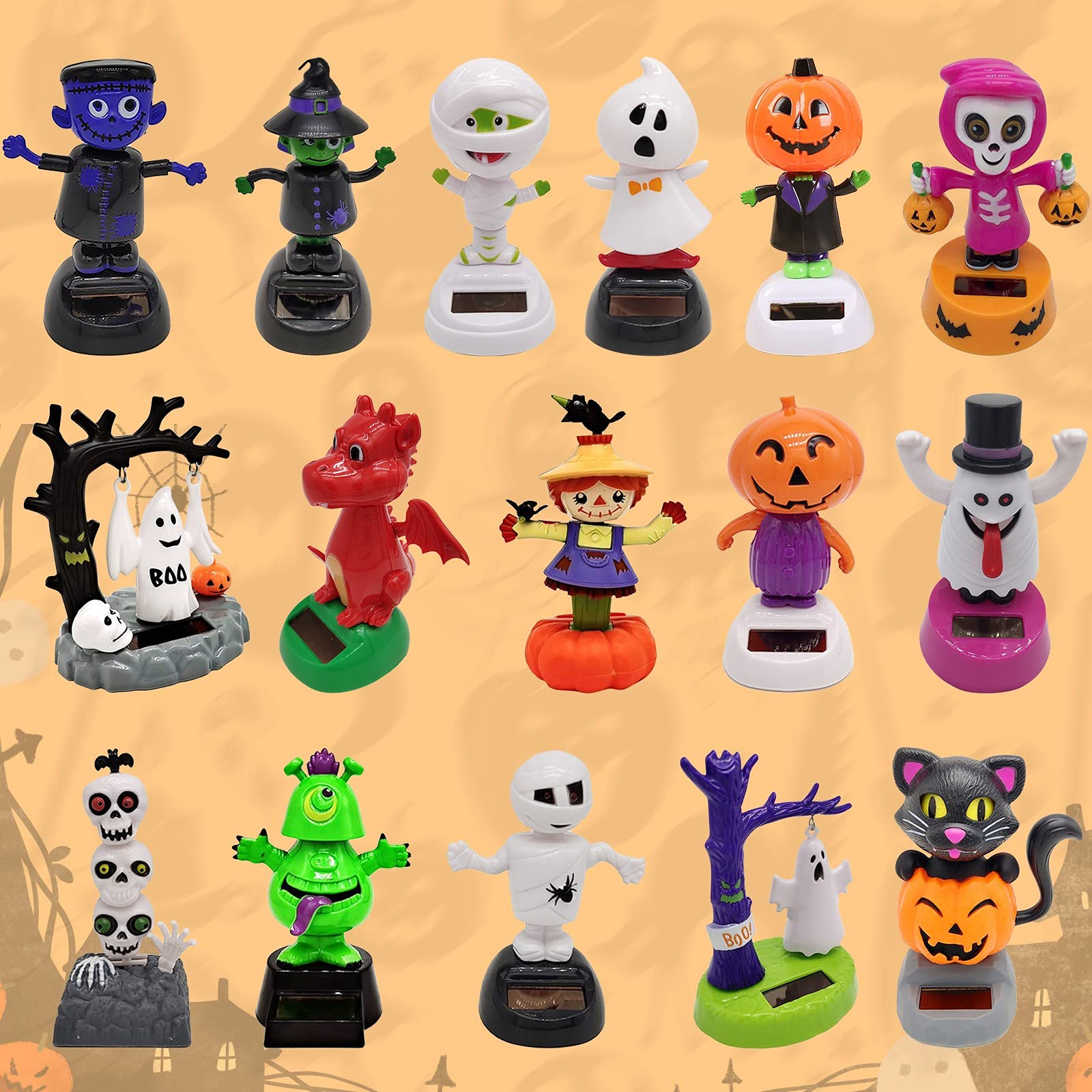 Décoration Miniature De Tableau De Bord De Voiture Avec Fantôme Et Citrouille Lumineux En Résine Style Simple Pour Halloween