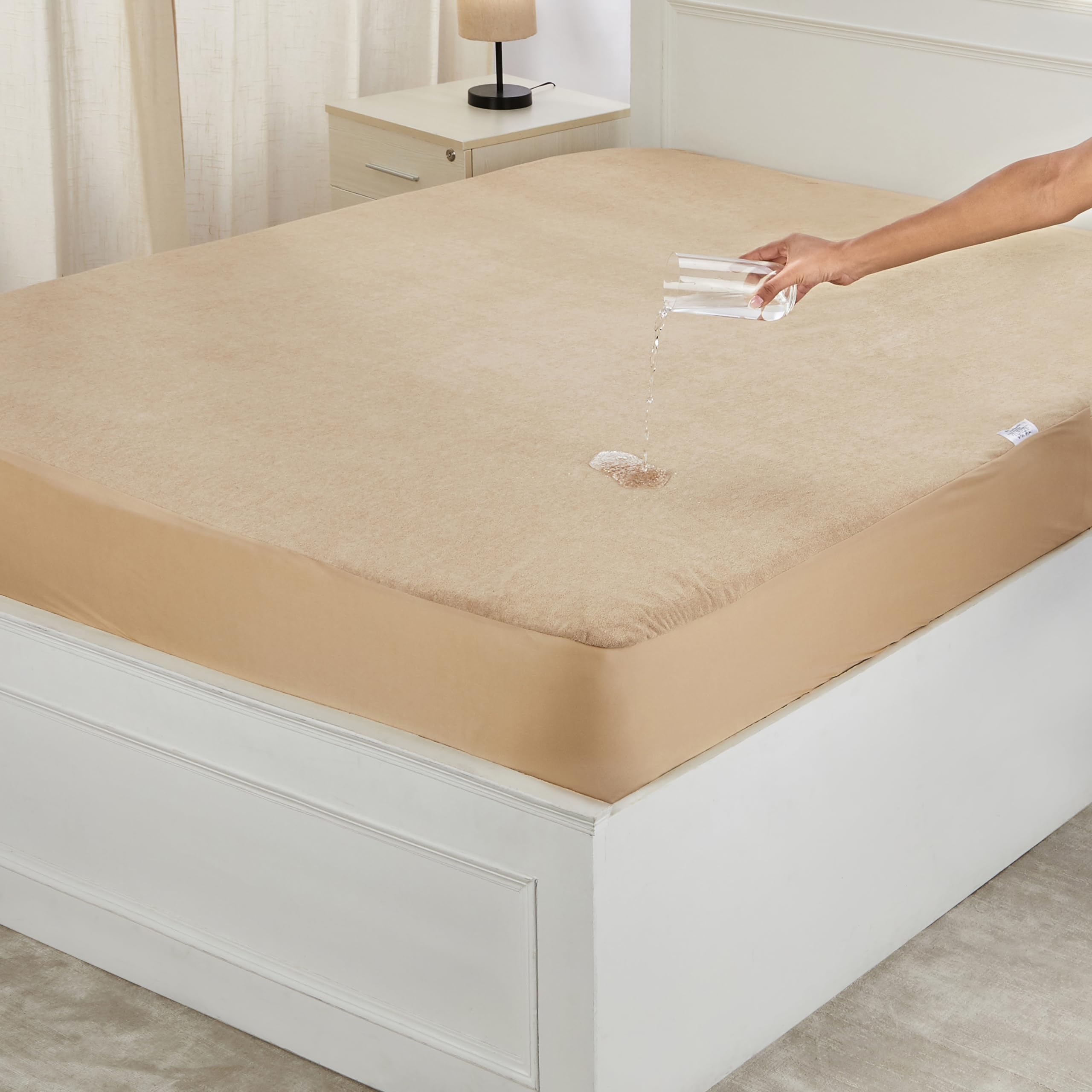 Amazon Brand - Solimo Water Resistant Cotton Mattress Protector, King Bed Size (72x72 inch), Beige-image-41