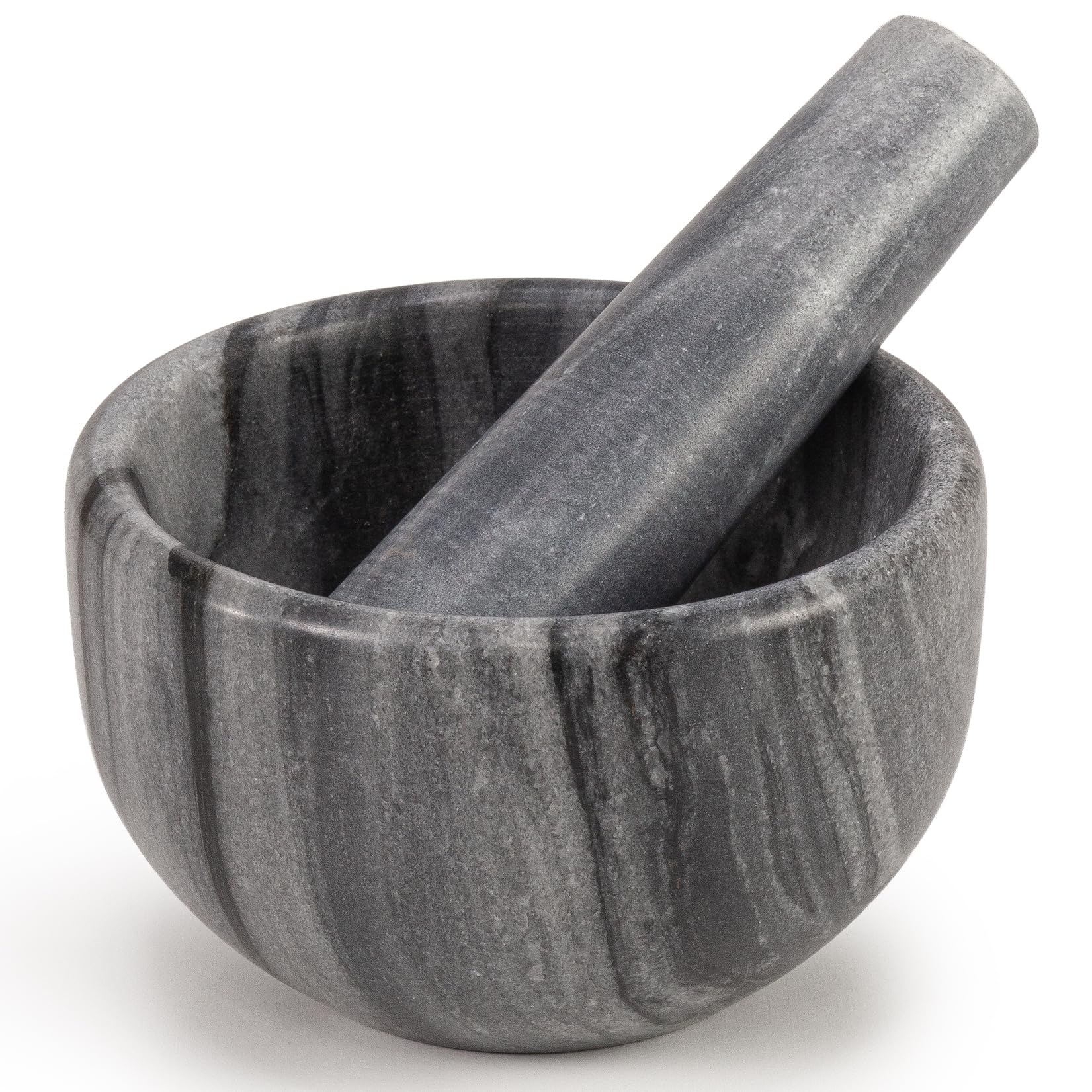 EHC Marble Mortar Pestle Set, Premium Herb Spice Grinder, Nut Seed Crusher, Kitchen Cooking Tool, Elegant Countertop Decor, Compact Multifunctional Blender - Grey