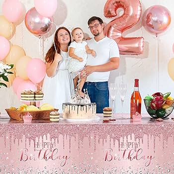 3 Pack Rose Gold Plastic Tablecloth, 54x108 Inch Metallic Rectangle Table Cover, Disposable For Pink Birthday Parties, Gender Reveal, Bridal Shower Decorations