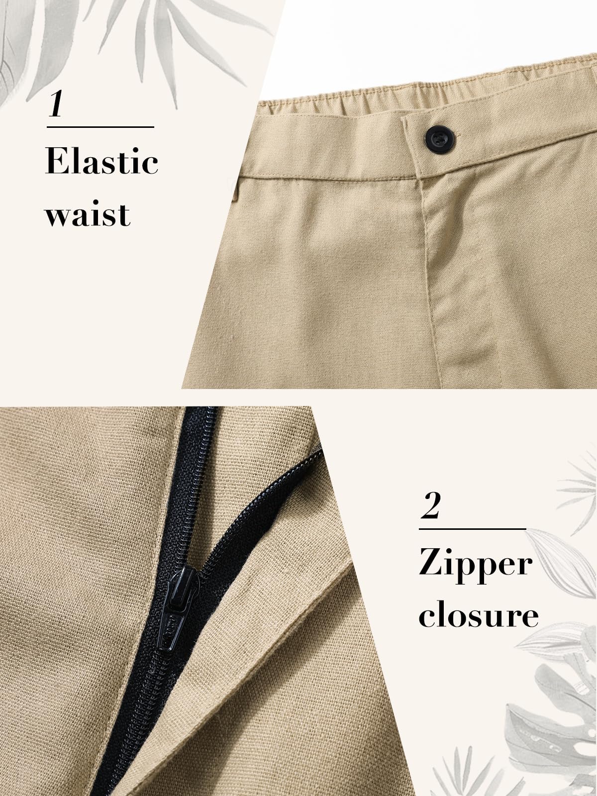 Suwangi Hombre Pantalones de Casuales Pantalones Largos Verano Ligeros Pantalon Lino Mezclar Cintura Elástica con Bolsillos — view 4