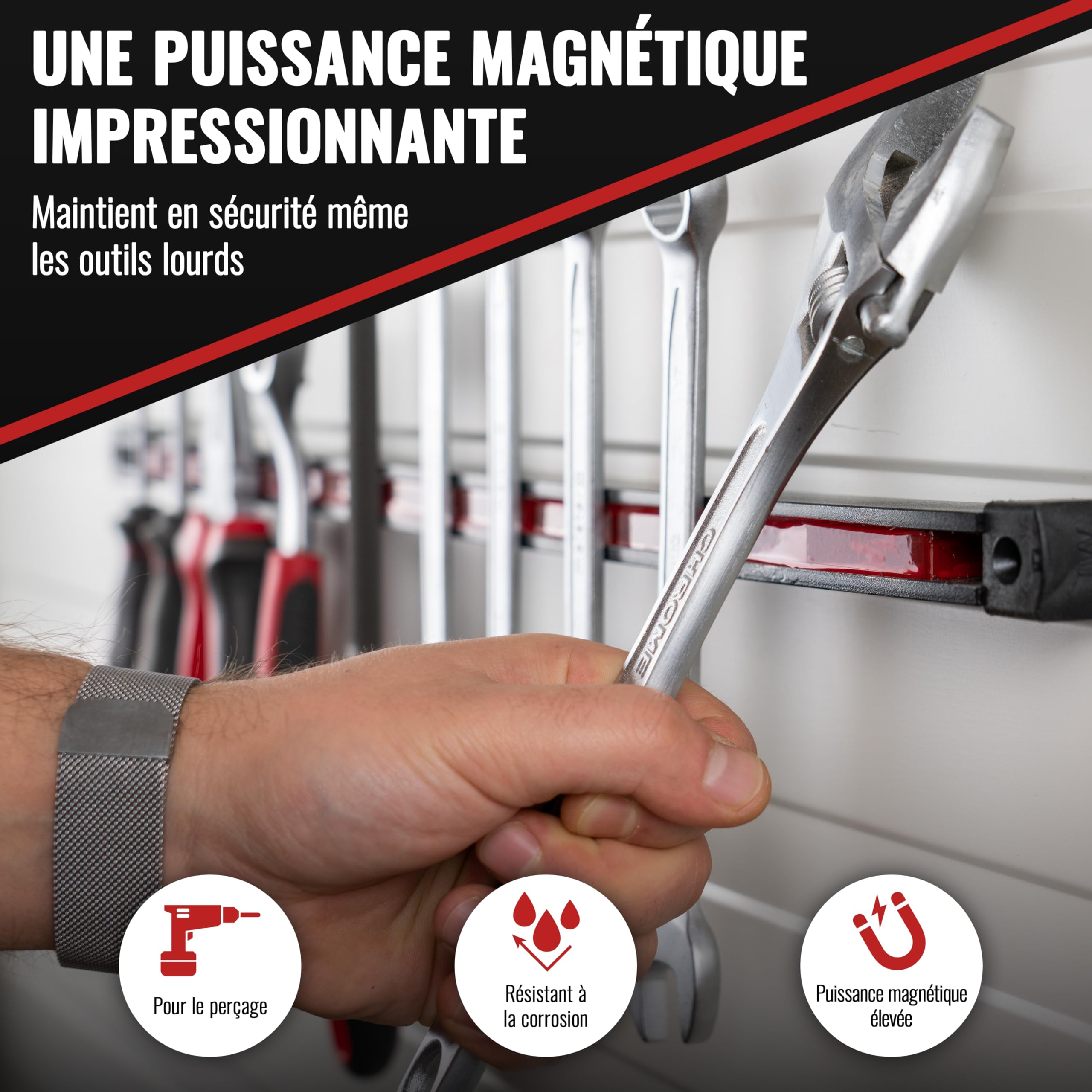 POPPSTAR Barre Magnétique pour Outils (45cm) pour Atelier & Garage