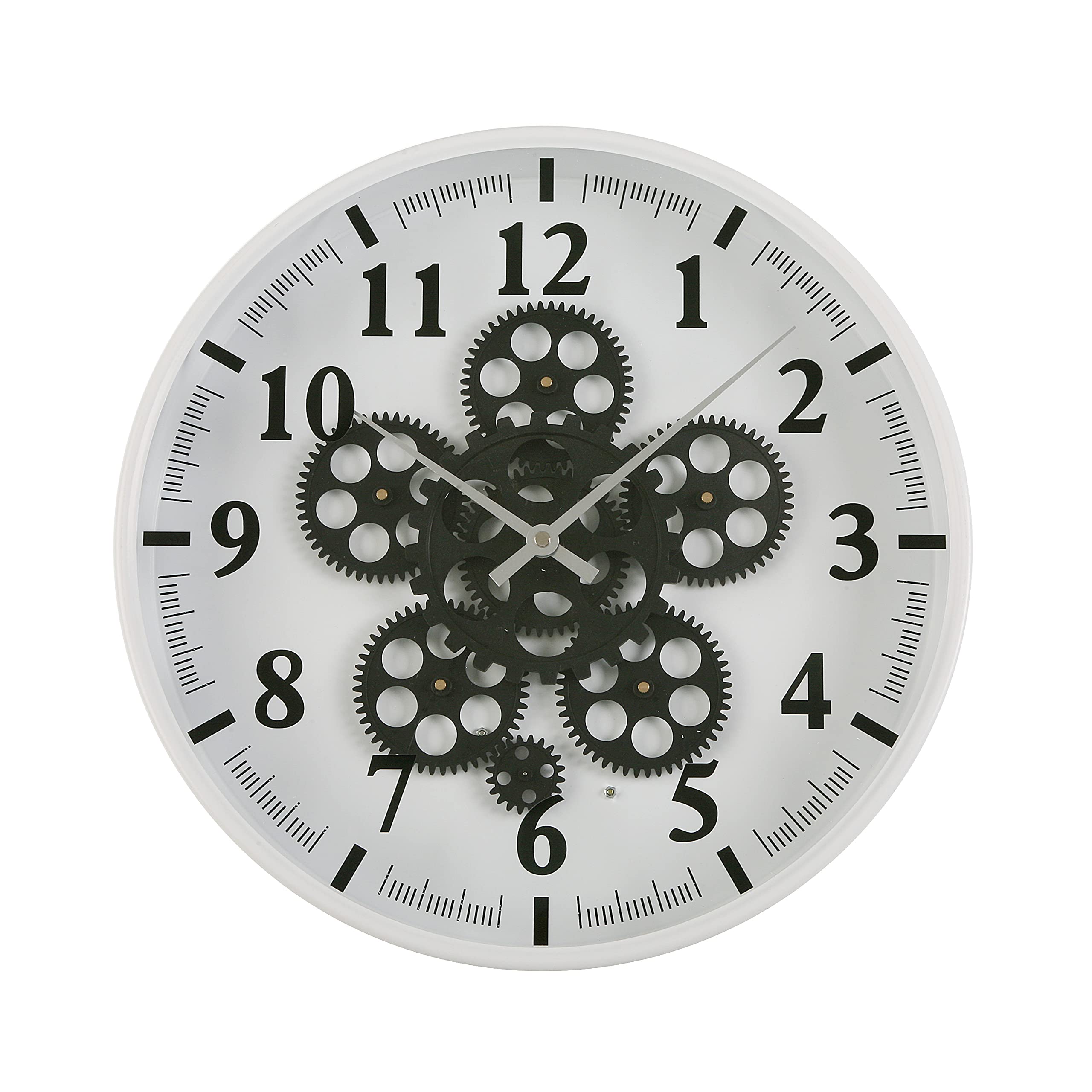 Versa Mintable Horloge Murale Silencieuse pour la Cuisine, Le Salon, la Salle à Manger ou la Chambre. Pendule Murale, Dimensions (H x l x L) 36 x 6,5 x 36 cm, Bois et métal, Couleur Blanc