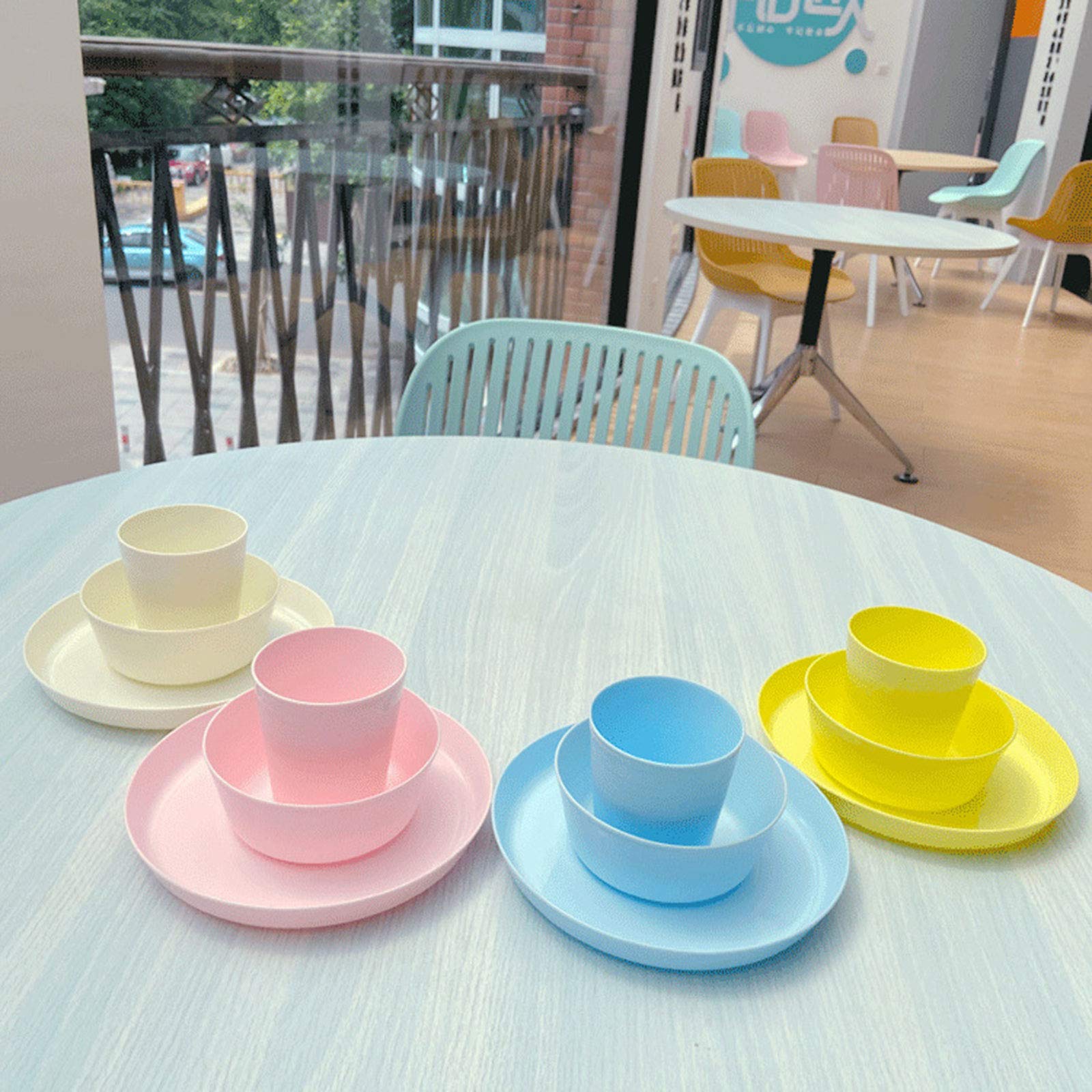 Amazon.co.jp: 12 個のプラスチック食器セットディナープレートボウル