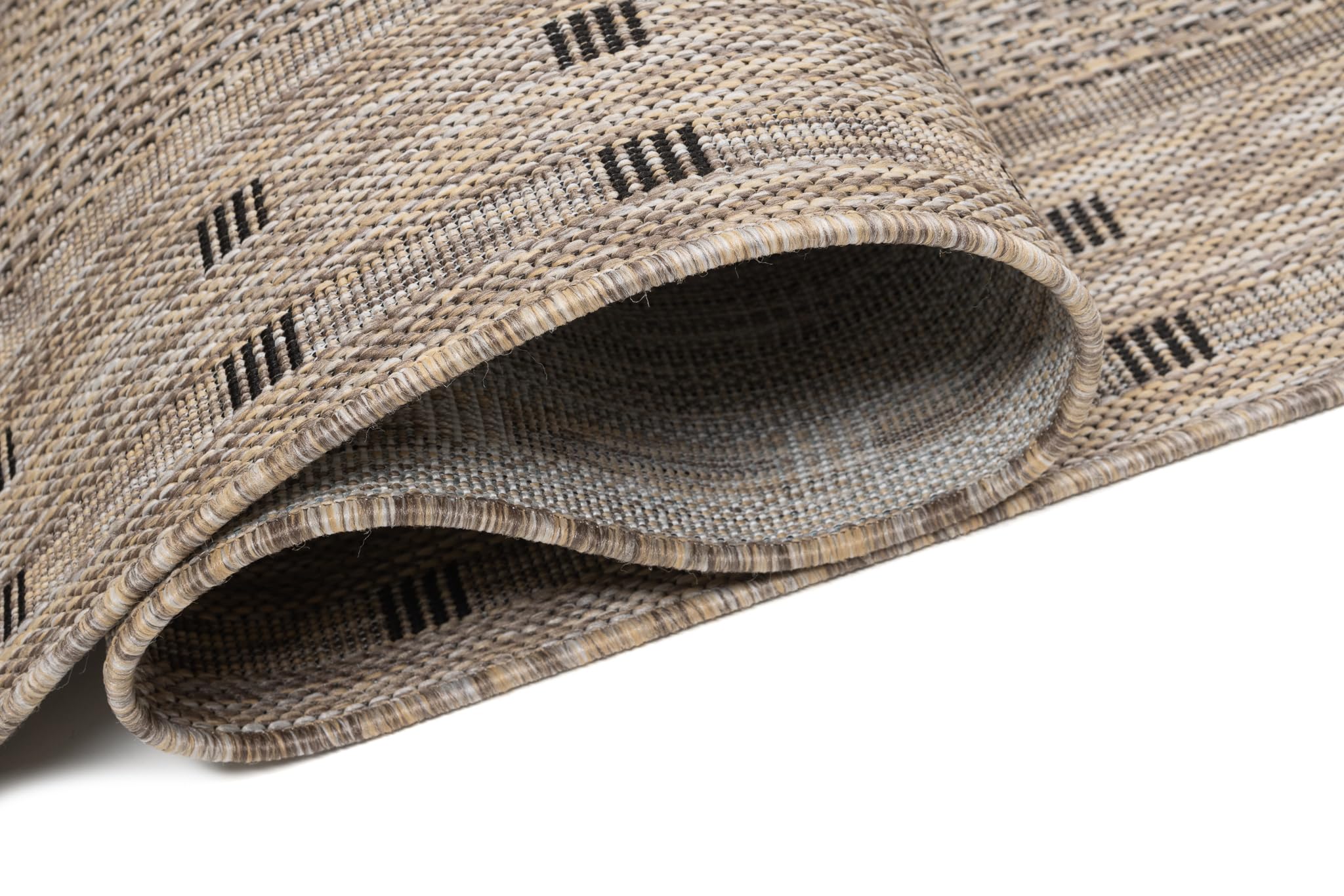 TAPISO Melissa Teppich Läufer Flur Outdoor Indoor Braun Schwarz Modern Design Wetterfest UV-beständig Wohnzimmer Balkon Terrasse ÖKO-TEX 100 x 400 cm