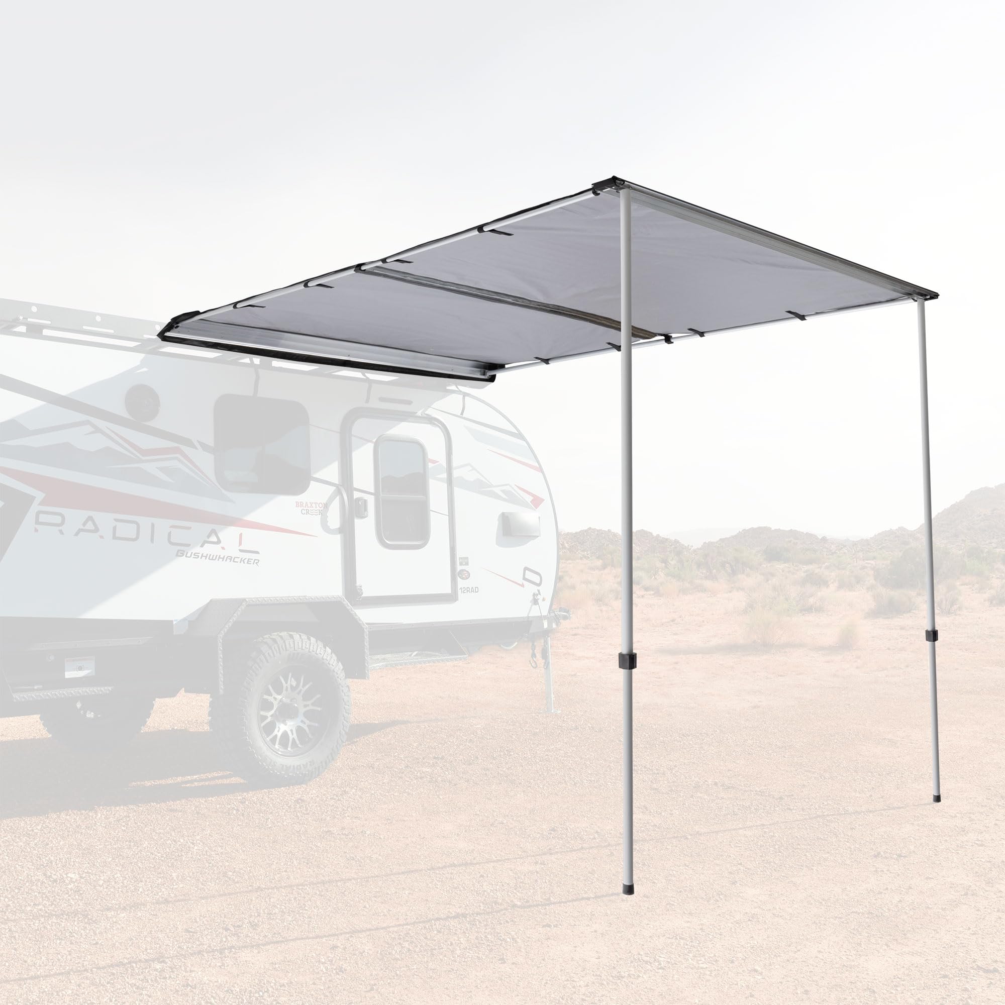 RecPro RV IRV Technologies 6.5' Van or Camper Awning Rooftop Kit | Built in LED Lighting | Manual Operation | Rust Resistant Aluminum Shell | Compact for 4WD Luggage Racks | Weather Resistant