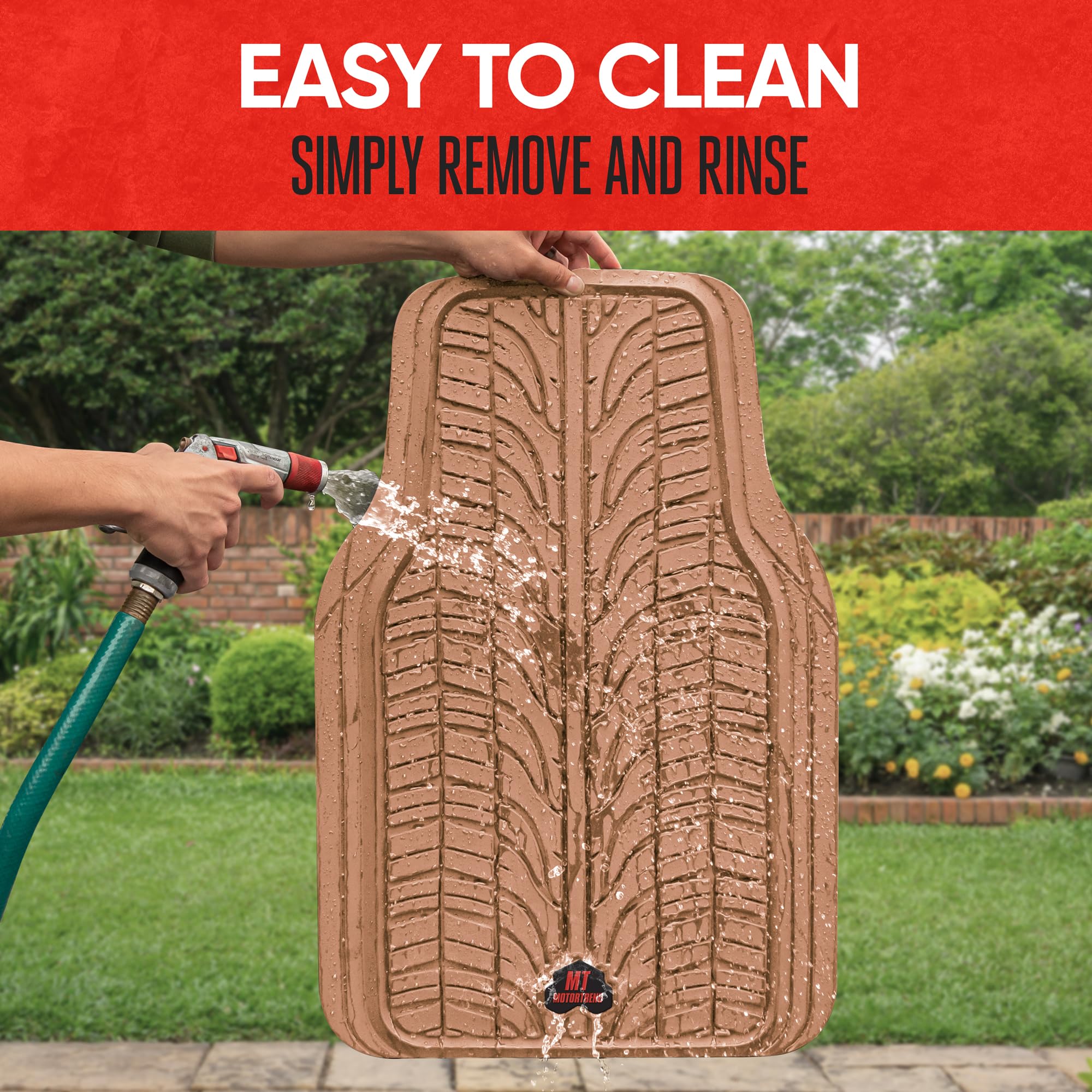 Motor Trend Grand Prix Tire Tread Rubber Car Floor Mats for Autos SUV Truck Van - All-Weather Waterproof — view 8