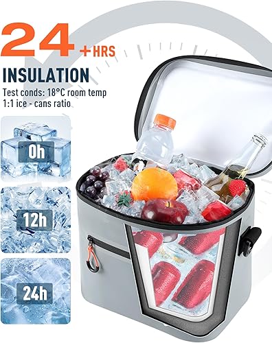 Miniatura 2 de Bolsa térmica de lados suaves, caja de hielo portátil para 71630 latas, impermeable, a prueba de fugas, enfriador aislado para almuerzo, playa,