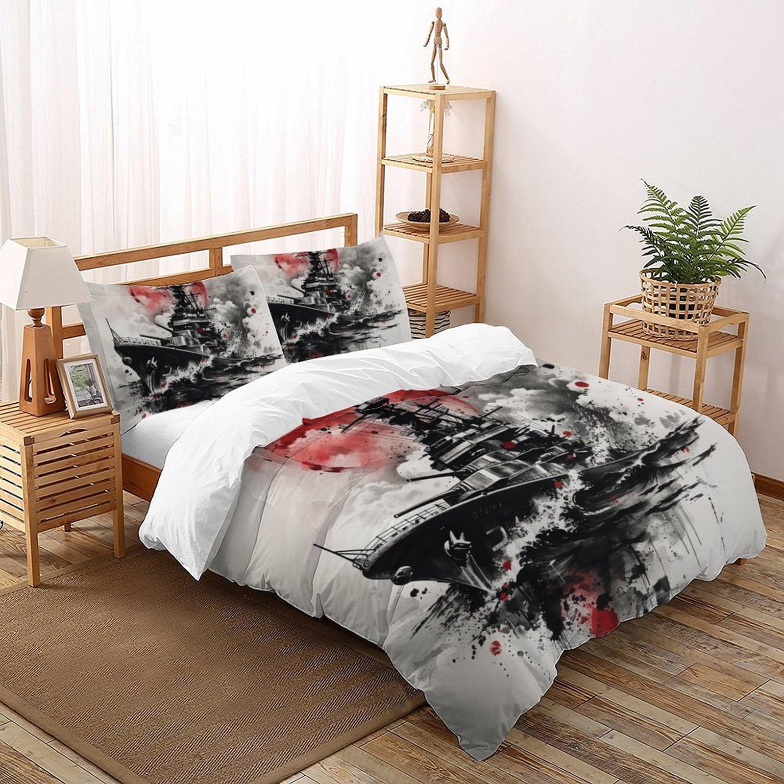 Housse de couette chat de guerre super king en microfibre douce avec fermeture éclair