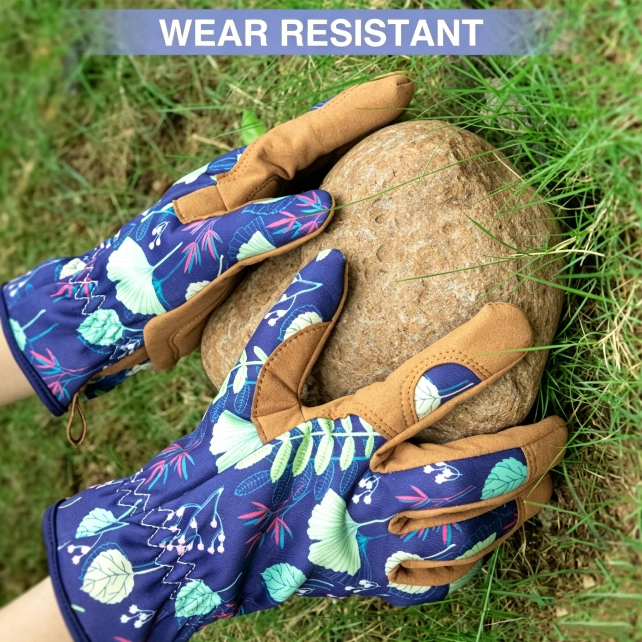 Gants de jardinage en cuir pour femme, résistants à l'abrasion et aux coups de couteaux, résistants aux rayures, respirants pour désherber, creuser, planter, ratisser et tondre (taille L)