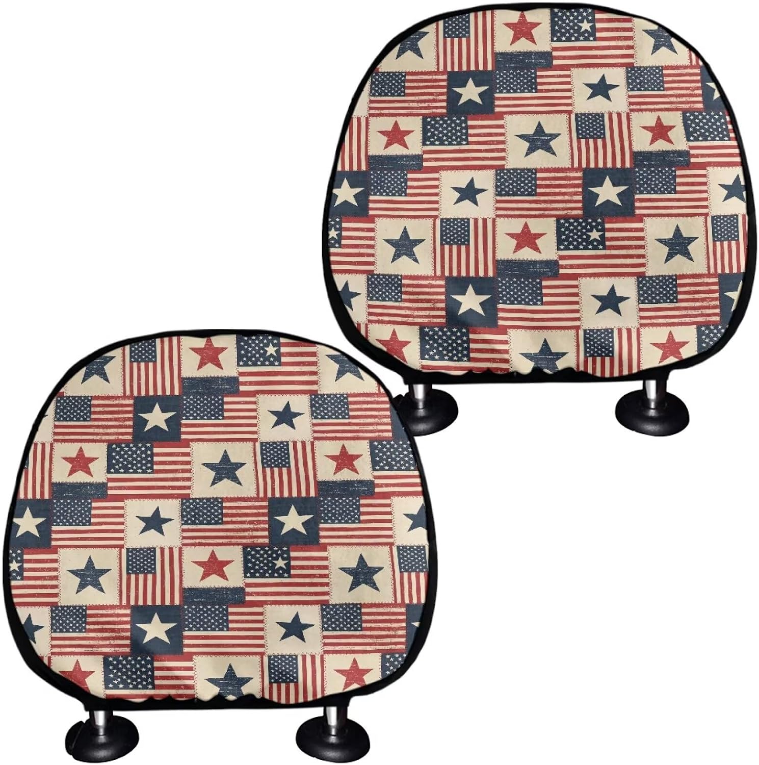 Pack of 2 Cow Print Black White Auto Seat Accessiores, Decorative Gift Car Headrest Cover Elastic SeatHead Rest Cover Universal Most Vehicles Seat Protector