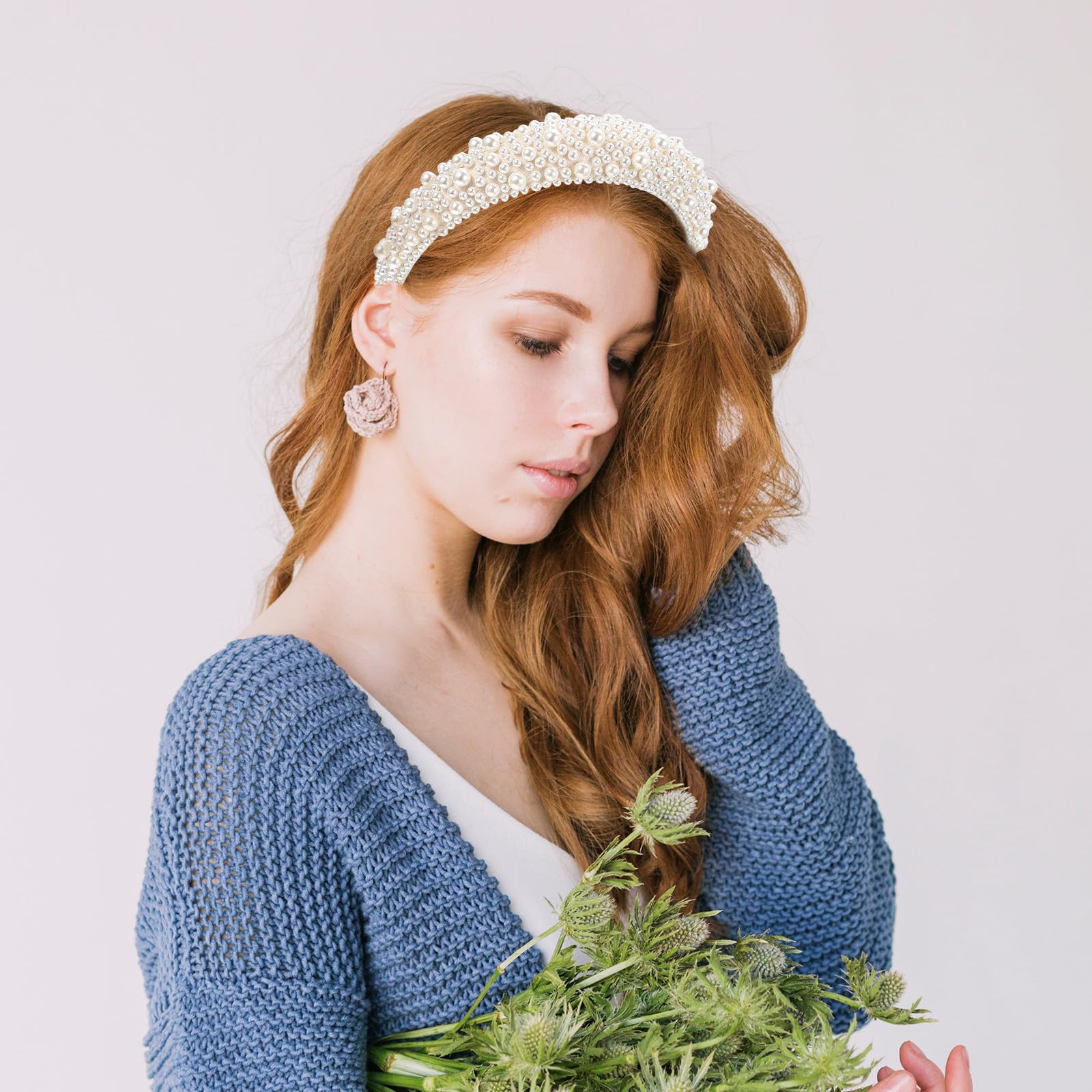 Doppelband Haarband mit Perlen, 2 Stück, Sponge Kunststoff | Damen und Mädchen, Elegant Chic, Leicht und Angenehm Geformt, für Alltag und Make Up