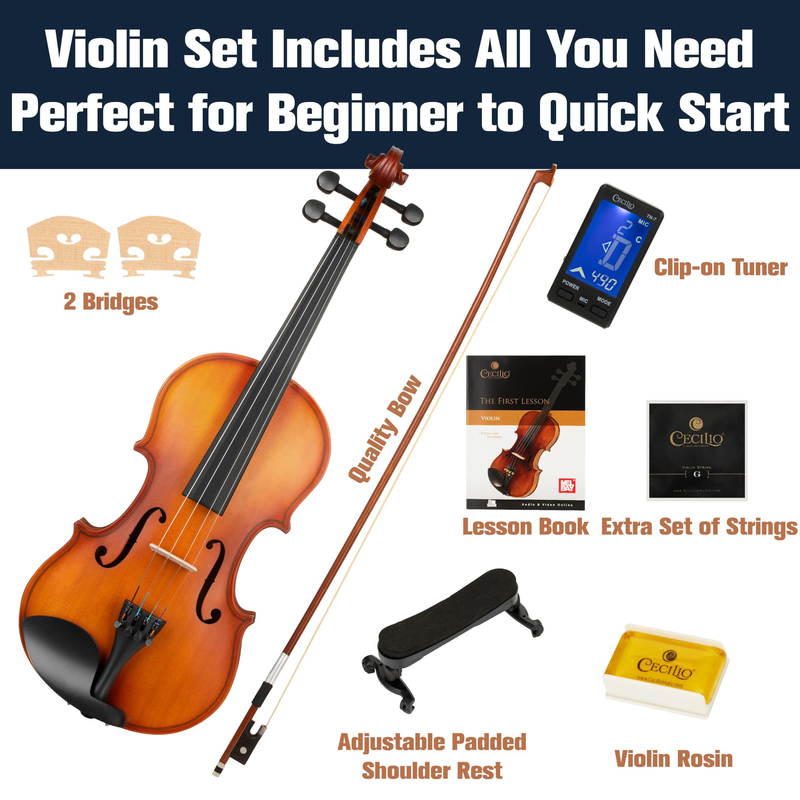 Amazon.com: Mendini By Cecilio 1/2 Violin Set For Beginners