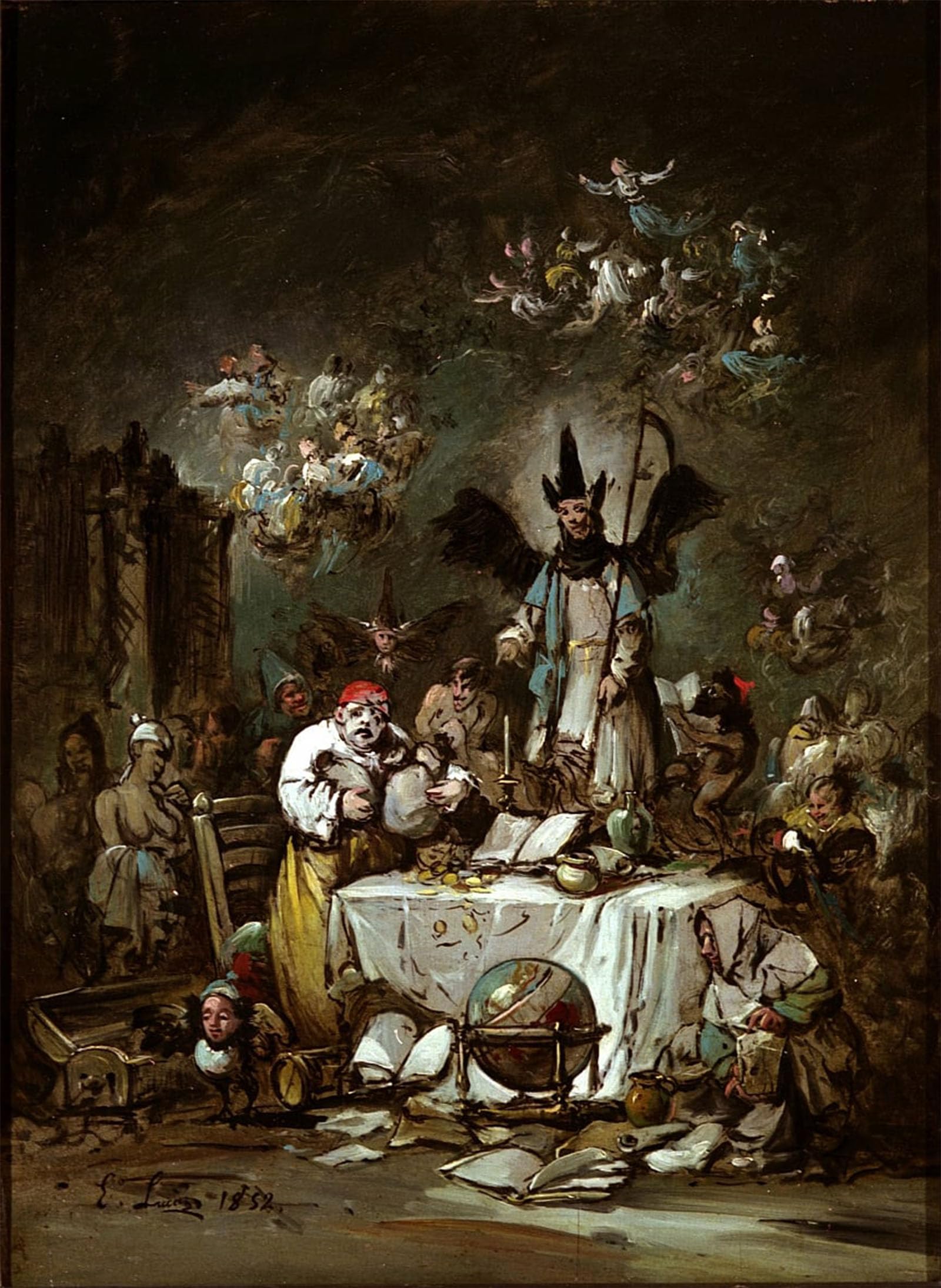 POSTERIIk Famous Modern Artwork Art Mural Allegorical Capriiice the Avarice by Eugenio Lucas Velázquez Oil Paintings Pictures for Home Decor 60x90cm