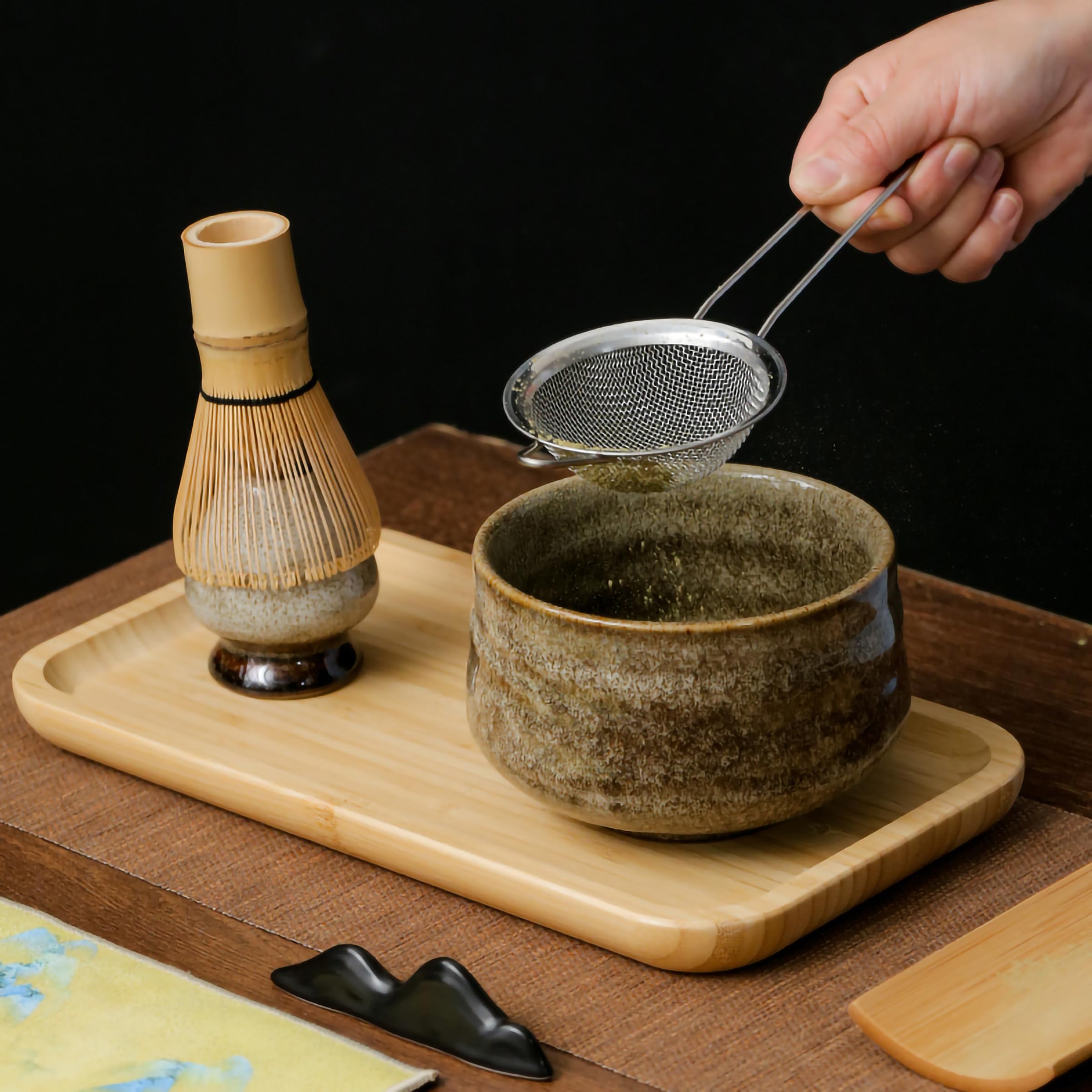Matcha Kit Set da 6 fruste for Matcha, set da tè con supporto