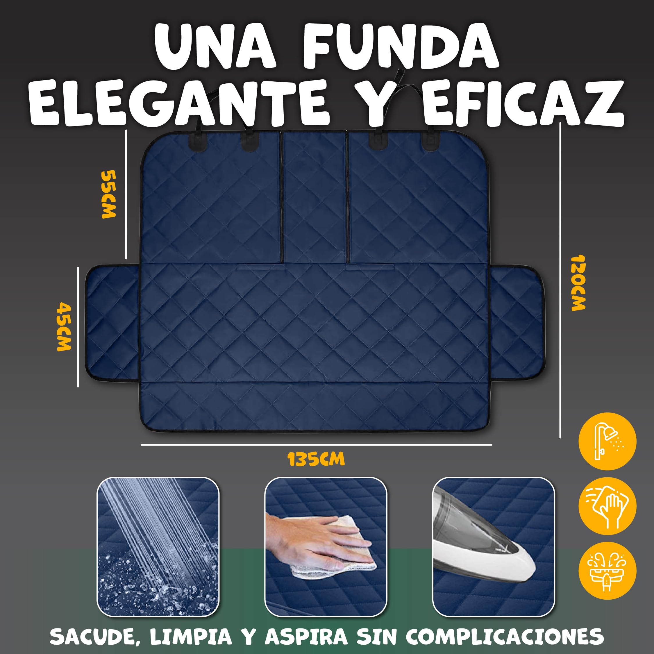 Funda Coche Perro Azul Impermeable + 2 Cinturones