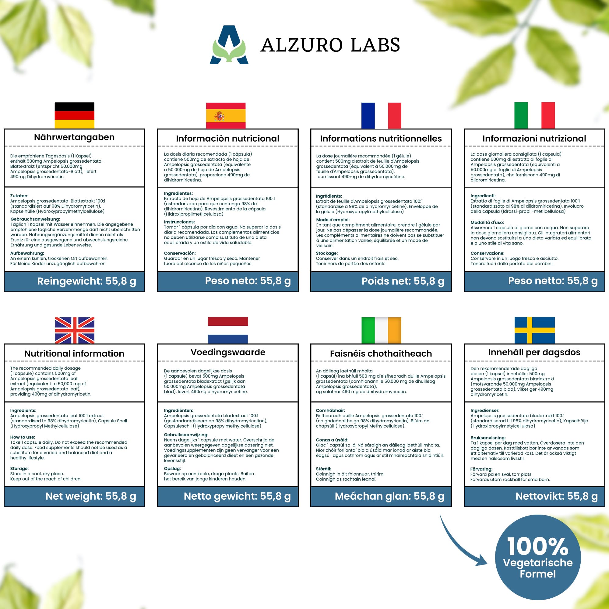 Dihydromyricetin | 50.000 mg Äquivalent | Hochdosiert 100:1 Extrakt, 98% | 90 vegane Kapseln | GMP & Laborgeprüft
