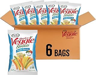 Sensible Portions Veggie Straws, Zesty Ranch Flavor, Gluten-Free Chips, Individual Snacks, 2.25 Ounce Bag, 6-Pack