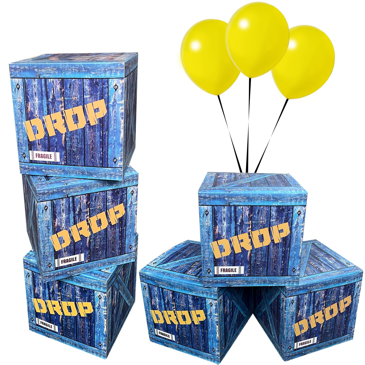 Bexlora 6 Pcs Video Game Drop Party Boxes Birthday Decorations, 7.5 Inch Video Game Centerpieces Drop Boxes for Boys Gamer Gaming Birthday Party