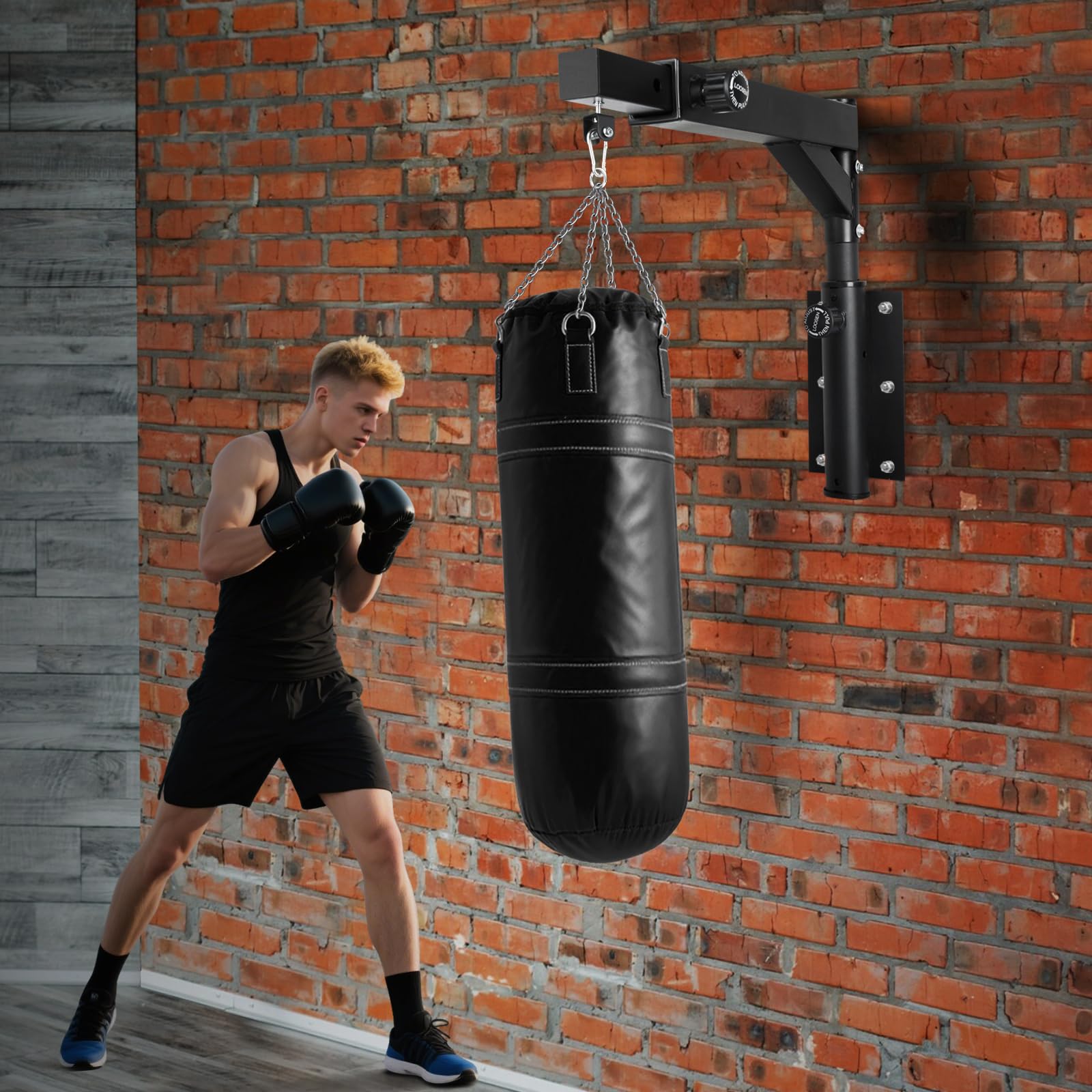 Sandsack Wandhalterung, 360 Schwenkbar Boxsackhalter Wand, Boxsack Wandhalterung Einstellbare Länge Für Den Einsatz Im Heim-Fitnessstudio Im Innenbereich, Für Kickboxen, Muay Thai Und Speed ​​Bags