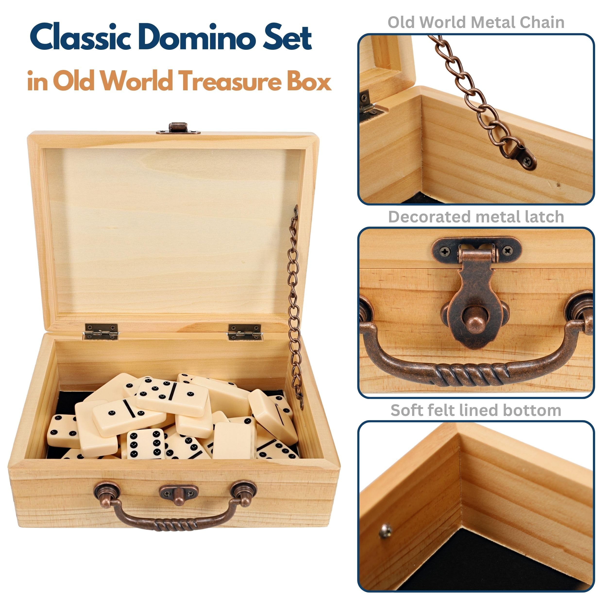 WE Games Lot de 6 dominos en bois naturel pour adultes, couleur ivoire, jeux de société classiques, jeux de carrelage