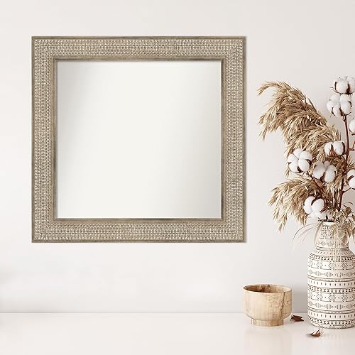 Miniatura 4 de Amanti Art Espejo personalizado, espejo de baño plateado enrejado, espejo de pared o espejo de tocador de baño sobre el fregadero (27 x 28