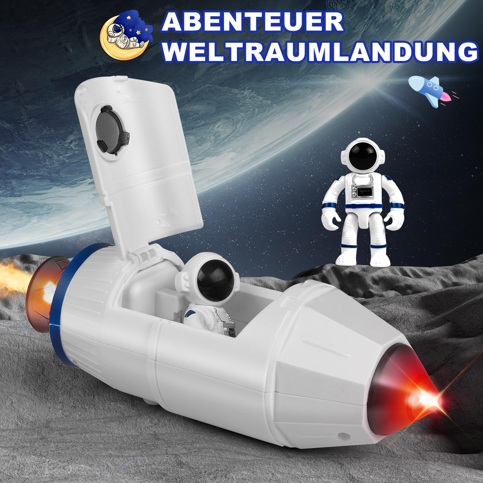Weltraum Raketen Spielzeug für Kinder, Space Shuttle Spielzeug für Kinder im Alter von 3, 4, 5, 6, 7, 8 Jahren, Raketen Weltraumspielzeug Geschenk für Jungen und Mädchen