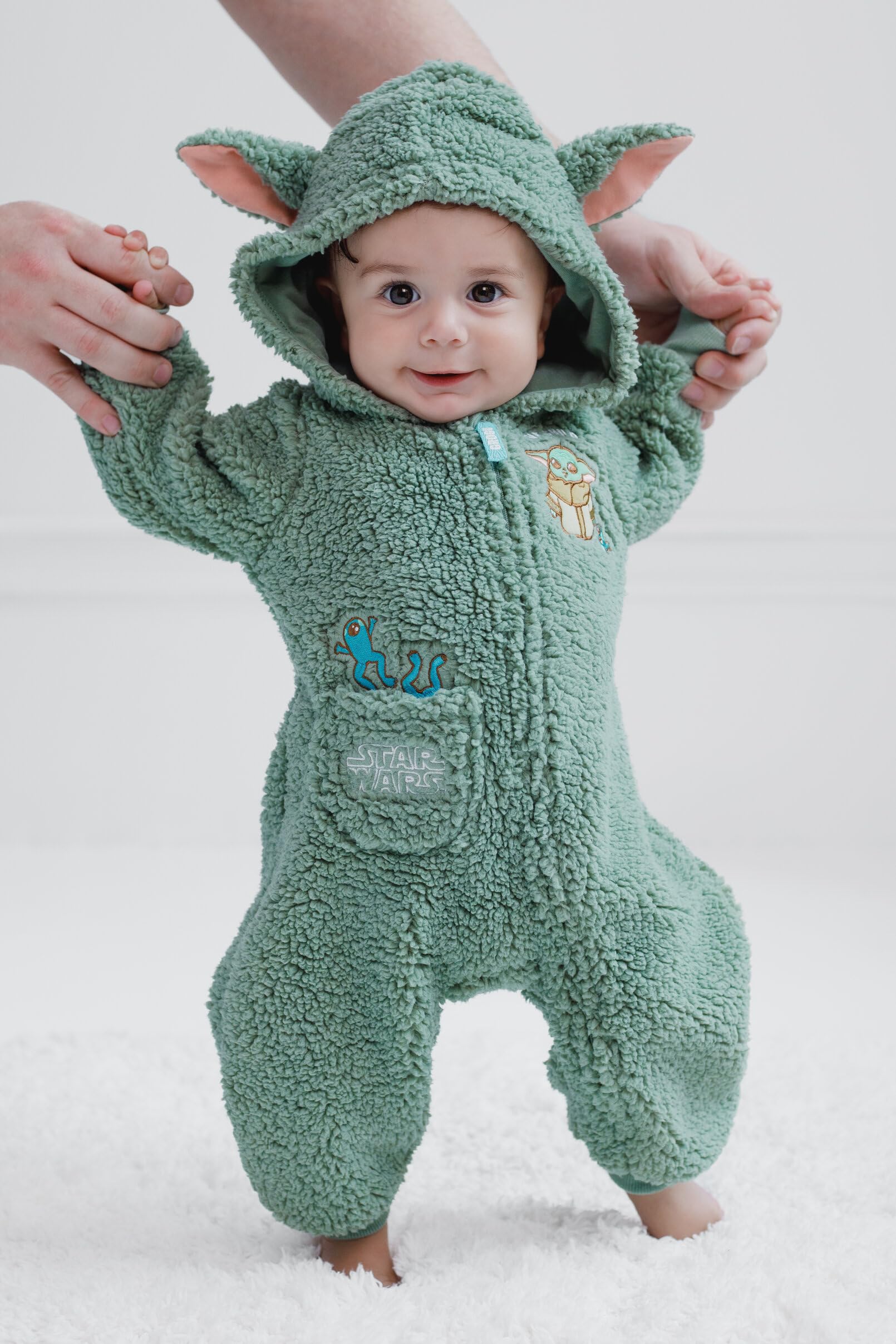 STAR WARS The Mandalorian Grogu - Tuta da cosplay in sherpa con cerniera, per neonati e bambini, 24 mesi