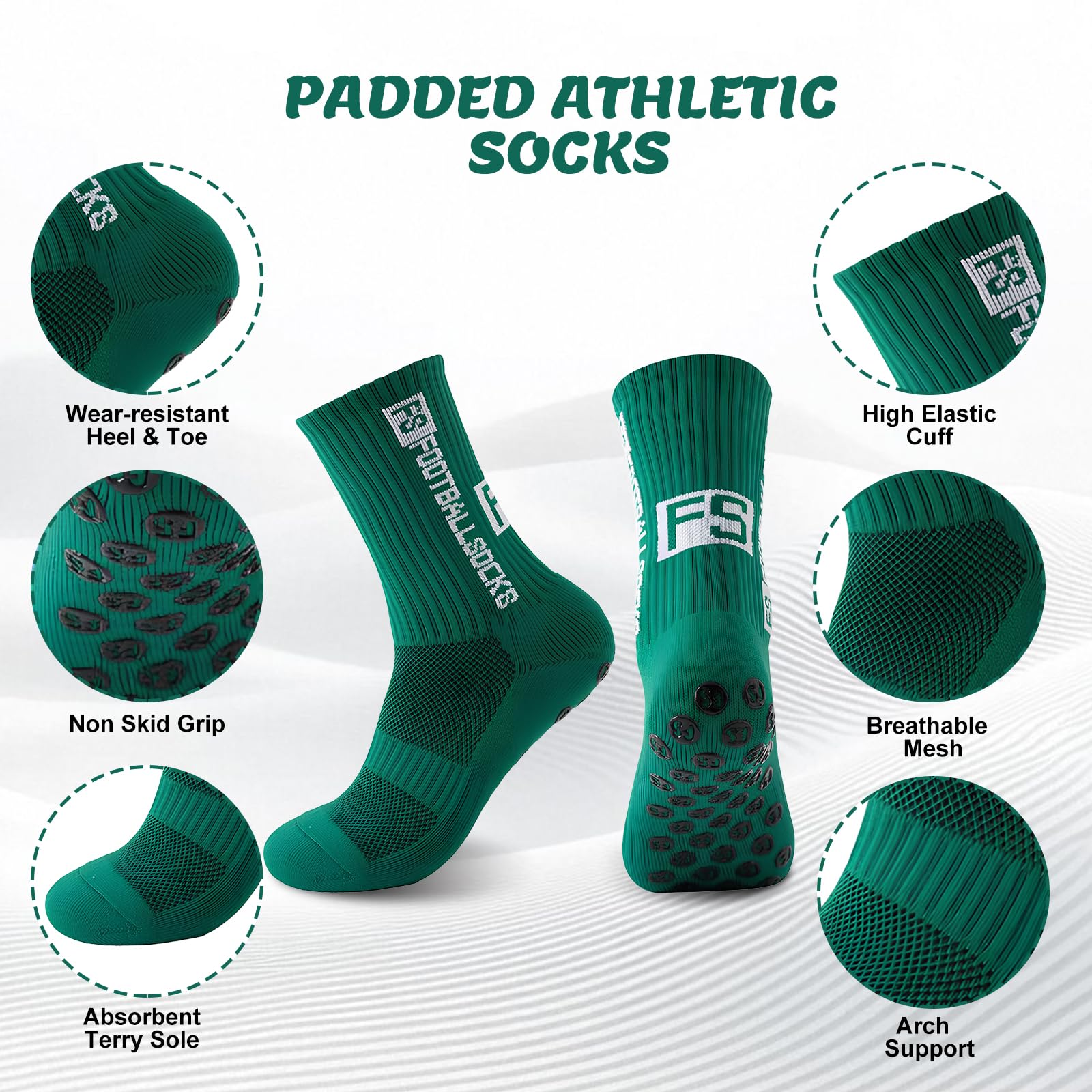 Okdance Grip Socks - 3 paia di calzini da calcio antiscivolo per bambini e ragazzi, antiscivolo, per basket, baseball, calcio, sport