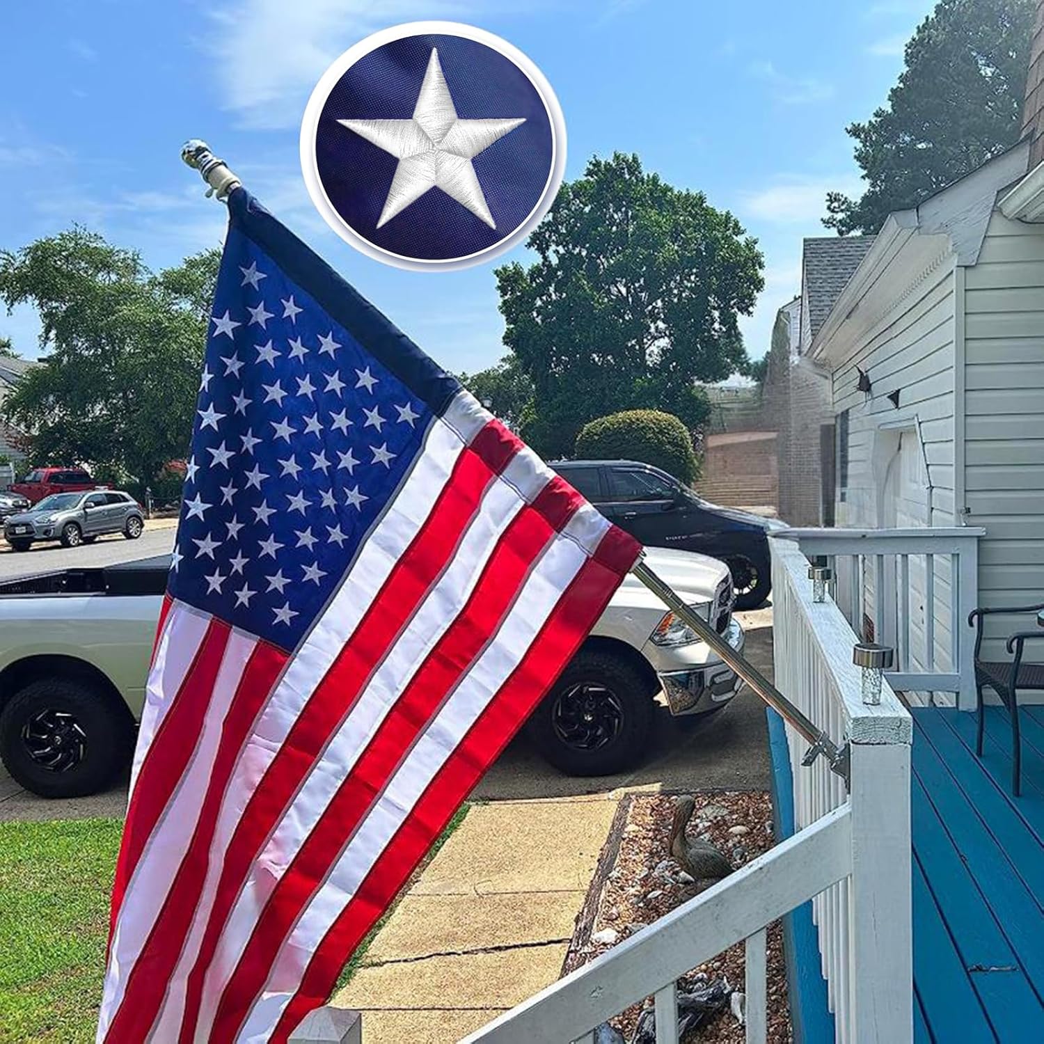 2.5 x 4 FT American Flag Pole Sleeve, US Flag Factory,with Nylon Material, Heavy Duty Durable TearProof, Embroidered Stars, Sewn Stripes, UV Protection，Outdoor Flag (Pole NOT Included)