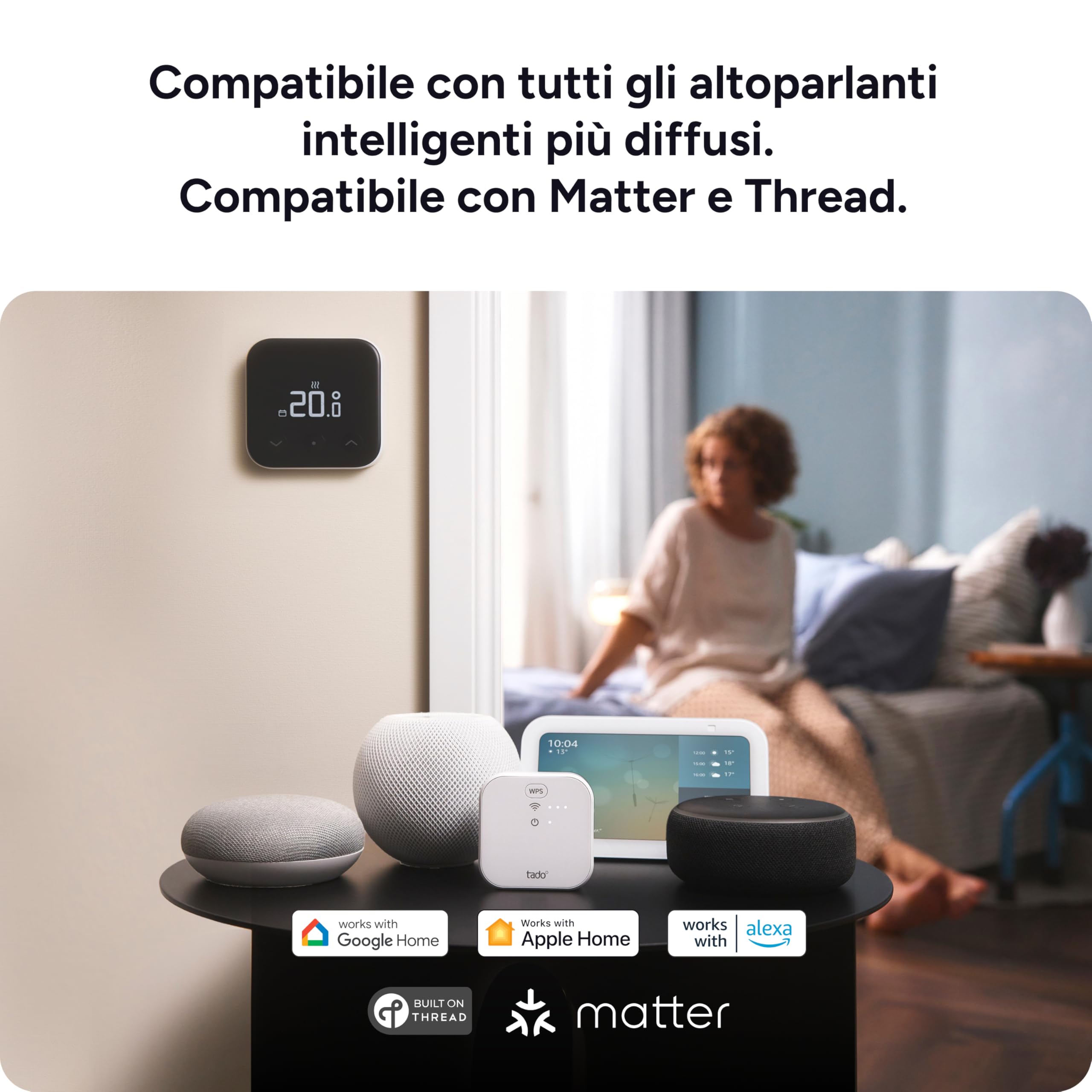 tado° Bridge X, Thread Border Router e amplificatore di segnale per tado° X e altri dispositivi compatibili con Thread in ambiente smart home