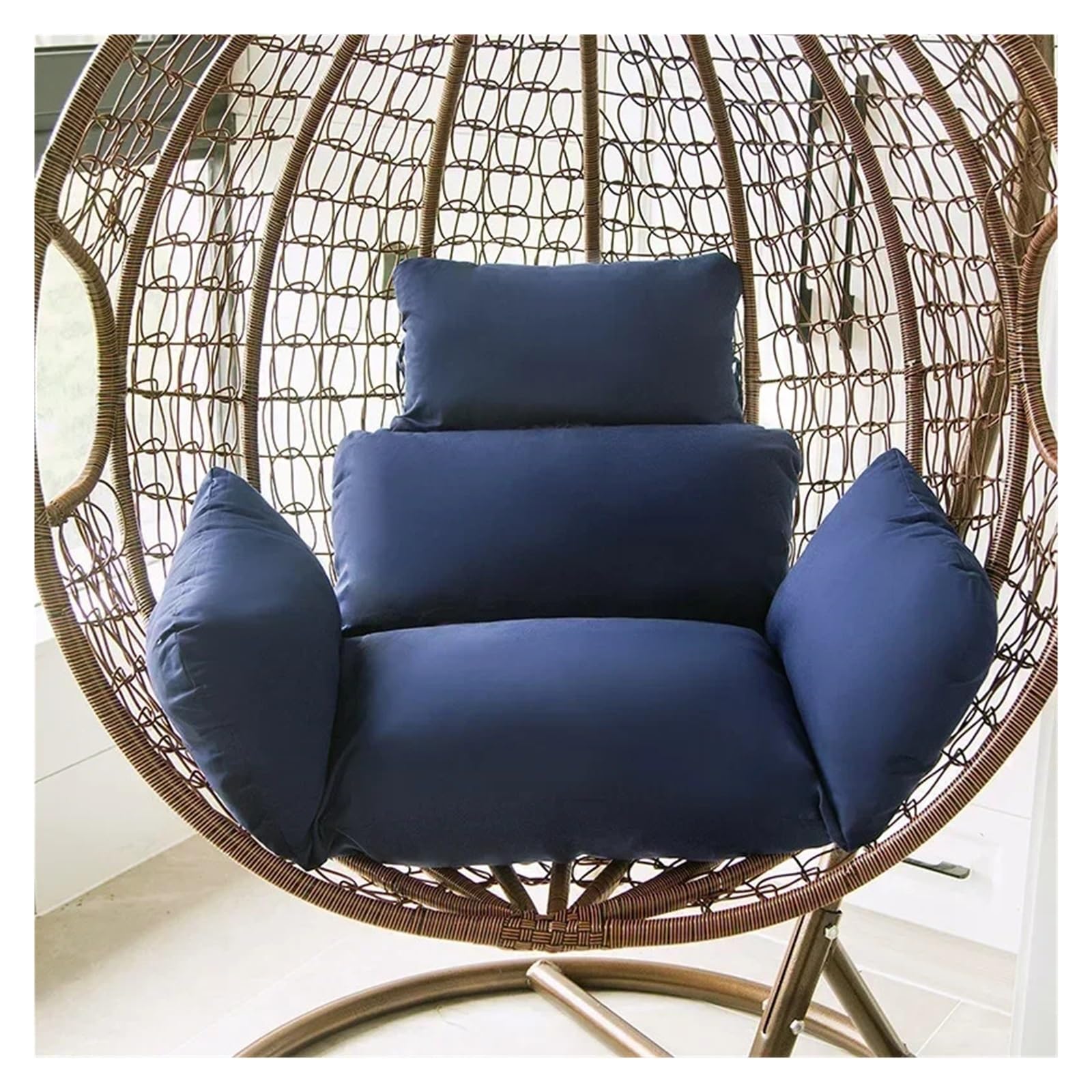 GHHZML Egg Chair Cushion Hanging Chair Rattan Egg Garden Furniture Courtyard Wicker Swing Cushion For Home Patio Lounger(Blue)