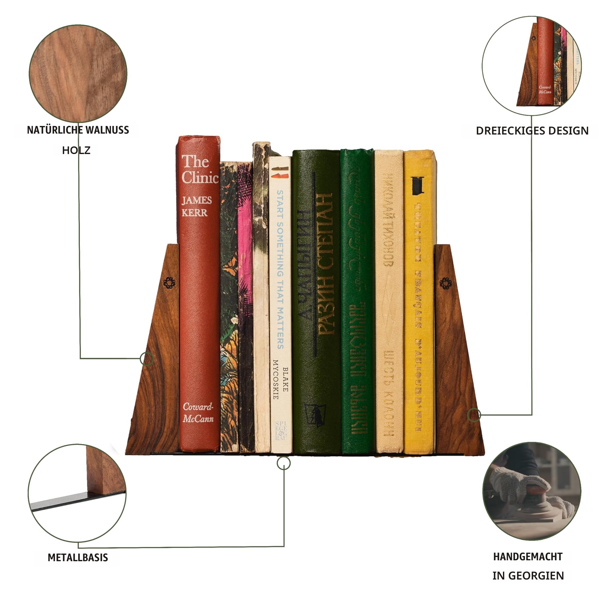 TILISMA - Enges Buch aus Holz, handgefertigt, dekorativ, für Regale – robuste Bücher für schwere Bücher – Walnuss