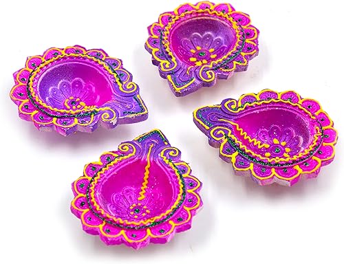Festival Diya - Juego de diya para decoración Diya de arcilla hecha a mano para regalo Diwalidecoracioneslámpara de aceite de tierra naturalDiyas
