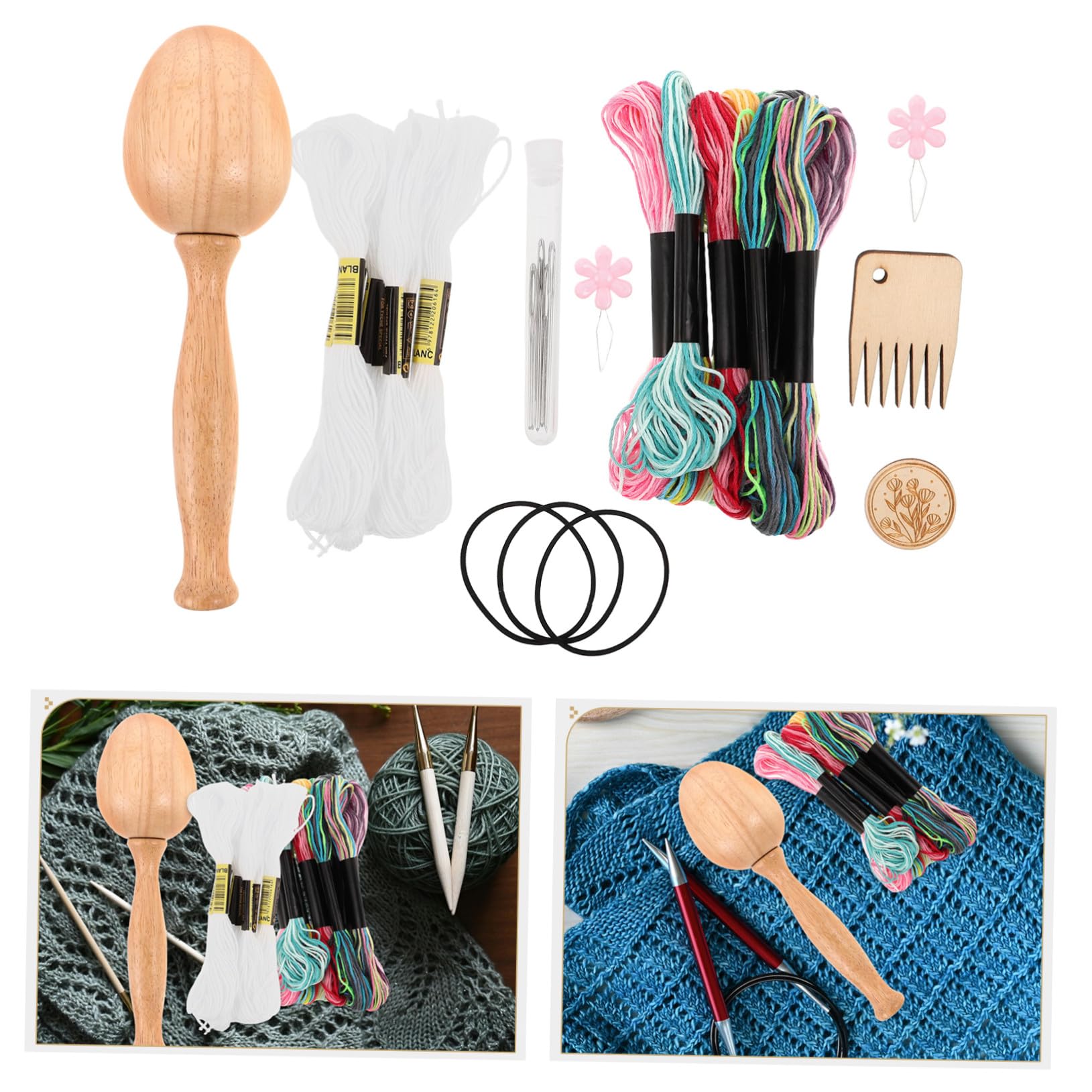 Kit de Zurcido Forma de Huevo para Principiantes y Expertos | 1 Juego, Madera Plástico Metal, Almacenamiento de Aguja, Reparación de Daños en Lana y Vaqueros Color Aleatorio