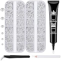 Vista 26 de Kit de pedrería para uñas BELLEBOOST, 15ml de pegamento de gel con strass + gemas coloridas + cristales de vidrio flatback AB y gemas transparentes
