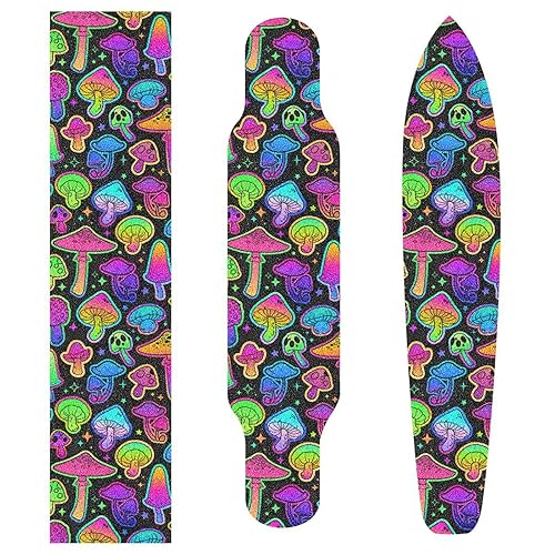 Miniatura 3 de Kigai Cinta adhesiva para patineta, papel de lija para patineta, 10 x 44 pulgadas (hongos coloridos)