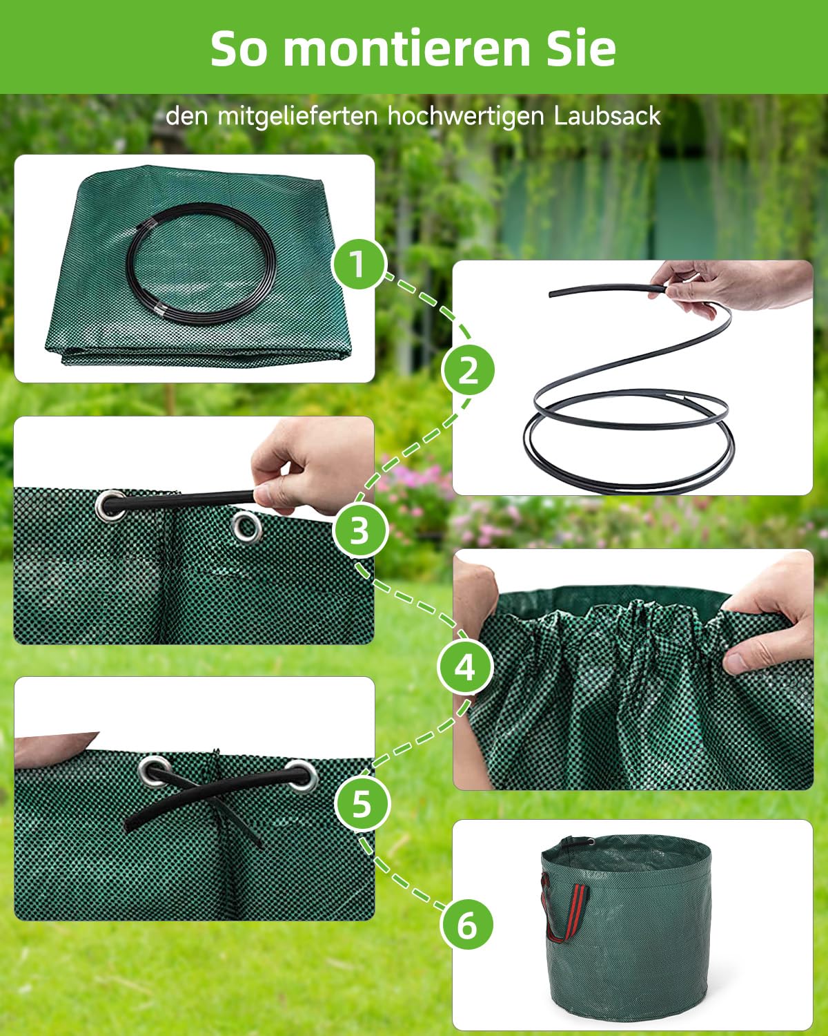 HAUSPROFI Unkrautstecher mit Stiel Teleskop (Länge 91 CM-117 cm) + 50L Gartensack, Unkrautausstecher mit 4 Edelstahl Krallen, Automatisches Zurückspungsdesign