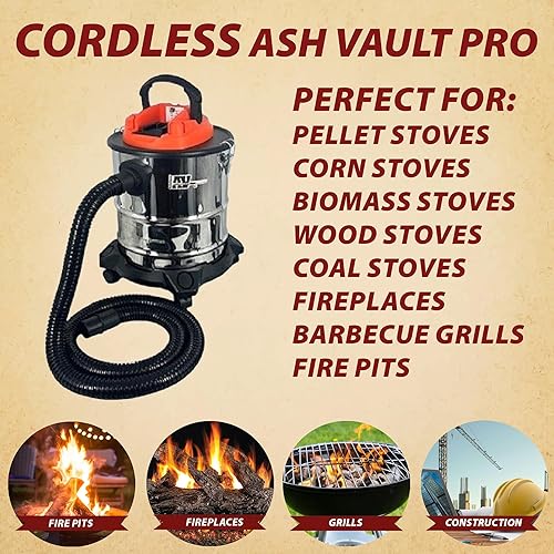 Miniatura 4 de Pellethead Vault Pro - Aspiradora inalámbrica para cenizas, recargable de 20 V, filtros HEPA duales, manguera de 7 pies, herramientas de cepillo