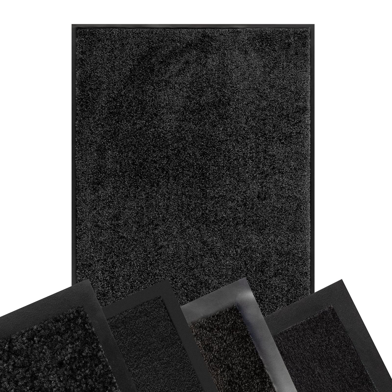 Floordirekt Monochrome Dirt Trapper Mat Black Xxl Carpet For Hallway Entrance Area Indoor And Outdoor Door Mat Doormat Doormat Non-Slip And Easy To Clean (60 X 180 Cm, )