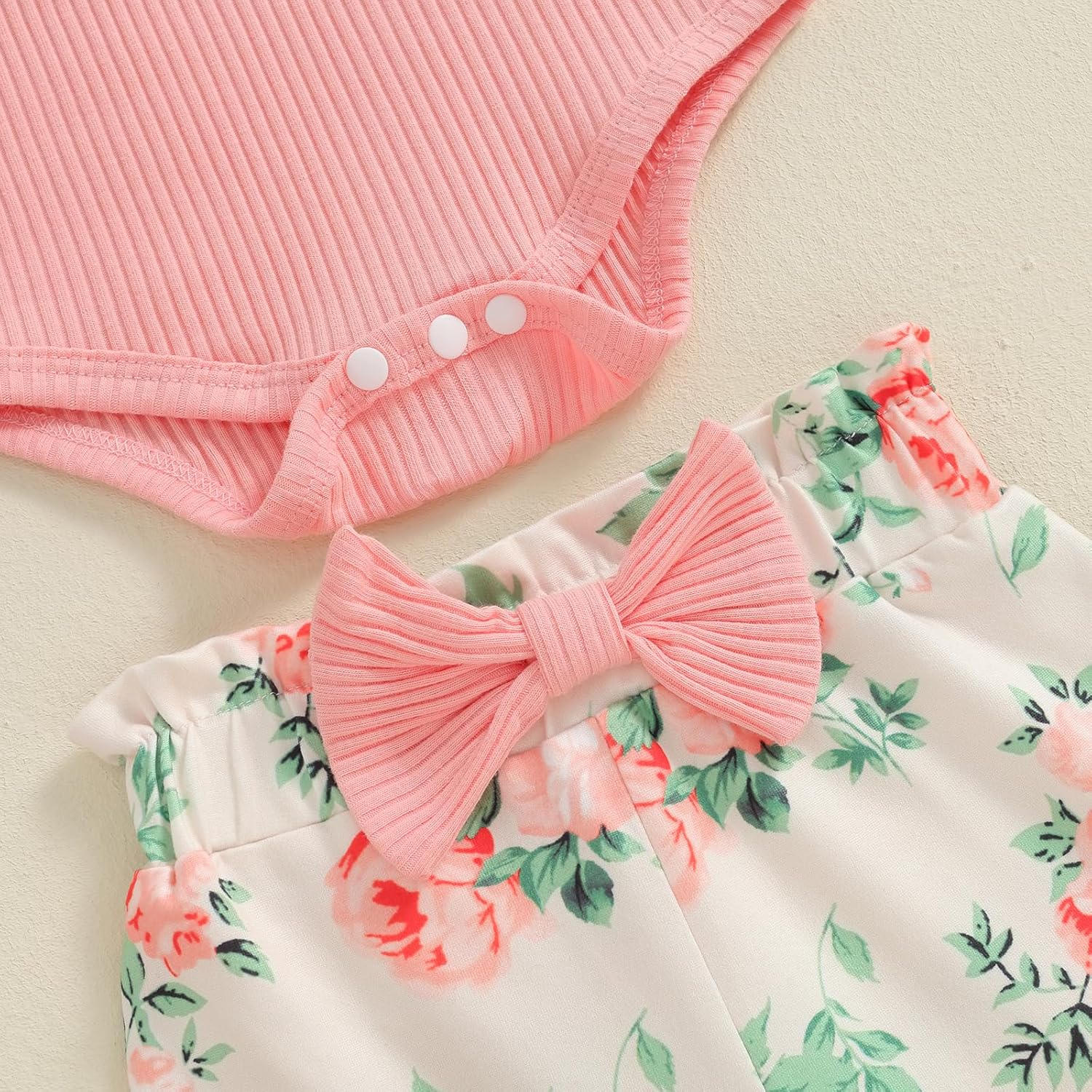 Madjtlqy Newborn Baby Girl Fall Winter Clothes Long Sleeve Ribbed Romper Top Bow Pants Headband Hat Set Coming Home Outfits - Image 6